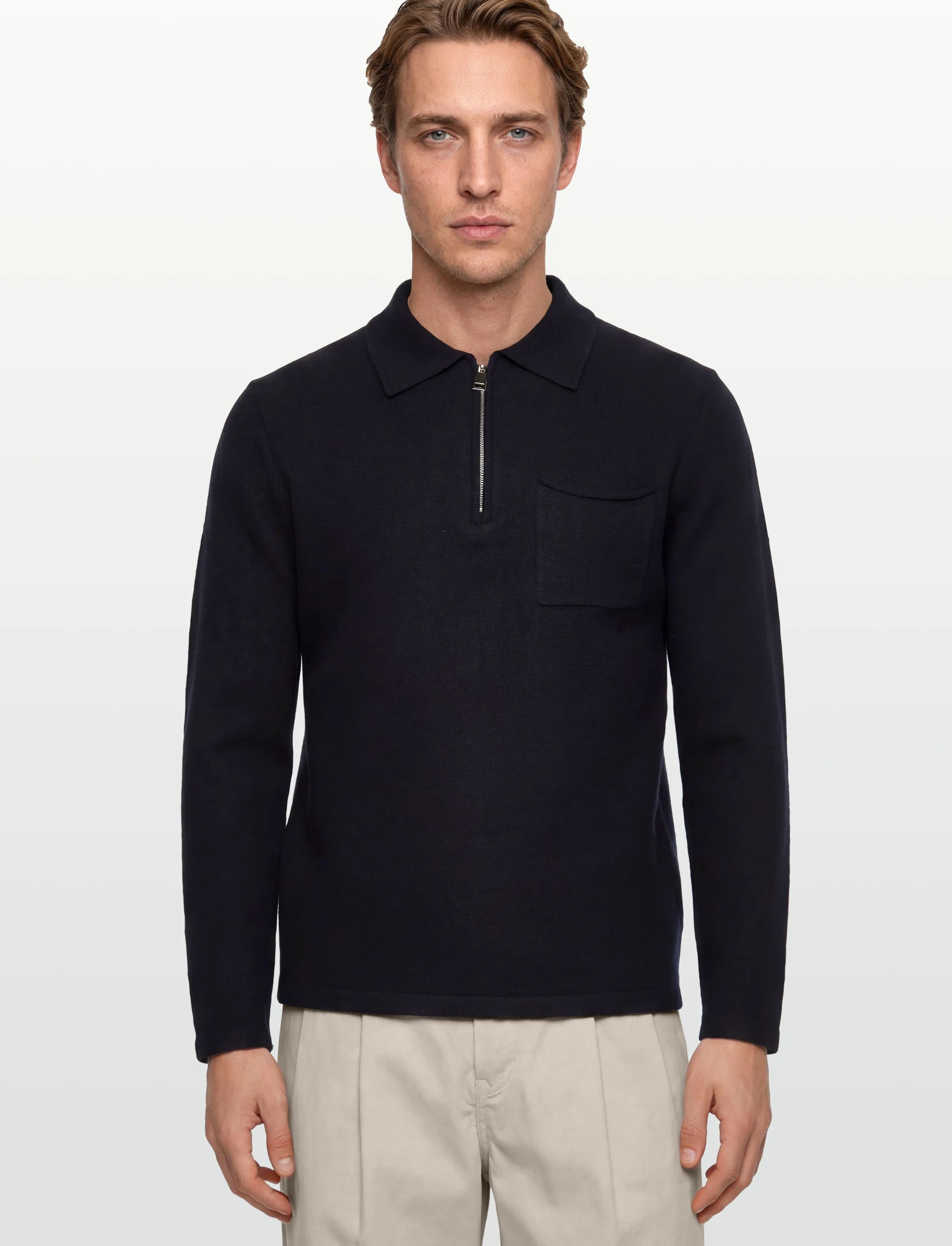 Mos Mosh Gallery - MMGRyan Boil Zip Polo Pullover - miesten - salute navy - 3