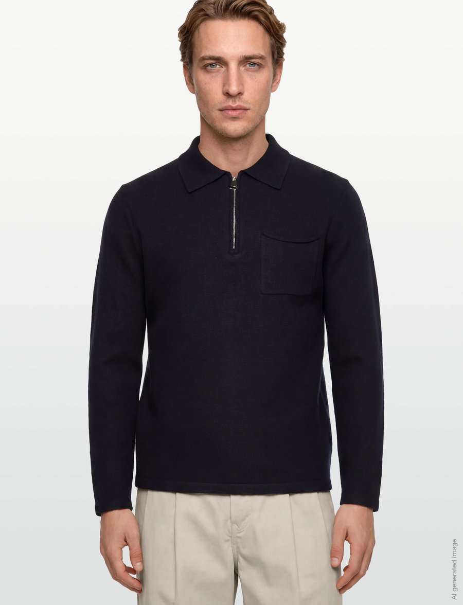 Mos Mosh Gallery - MMGRyan Boil Zip Polo Pullover - half zip-tröjor - salute navy - 3