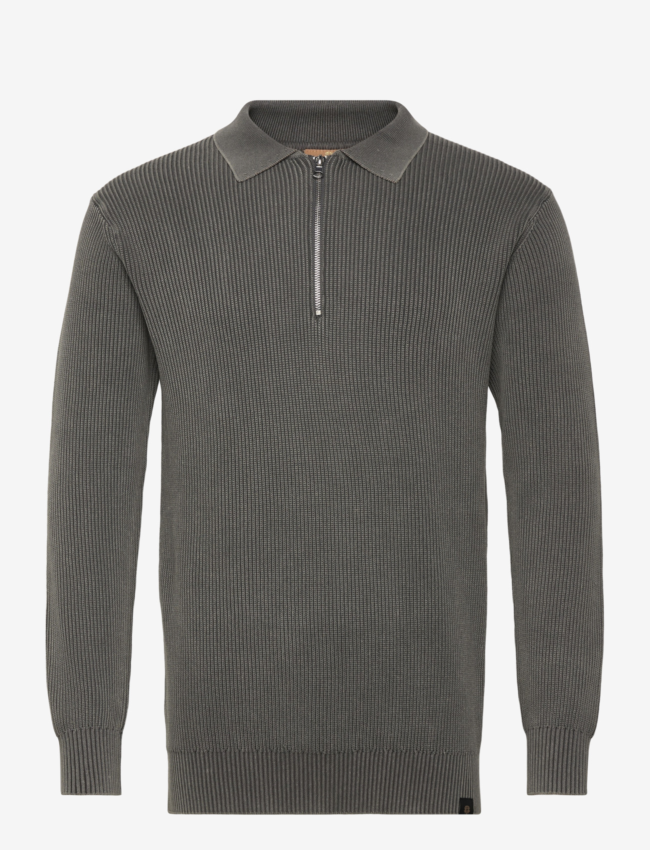 Mos Mosh Gallery - MMGRoyce Zip Polo Knit - poloer i strik med lange ærmer - light grey - 0