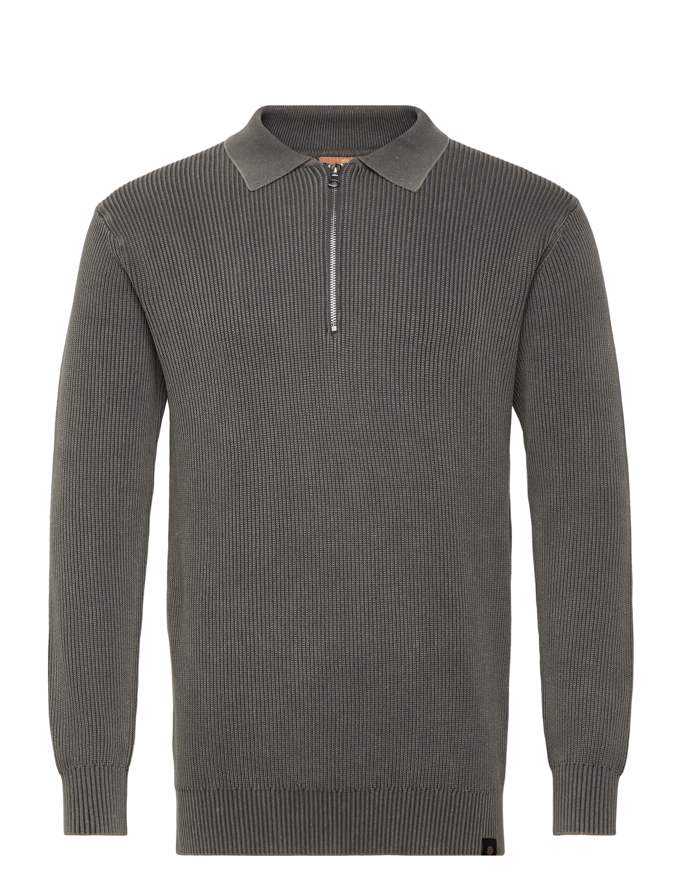 Mos Mosh Gallery MMGRoyce Zip Polo Knit - Valentines - LIGHT GREY / silver