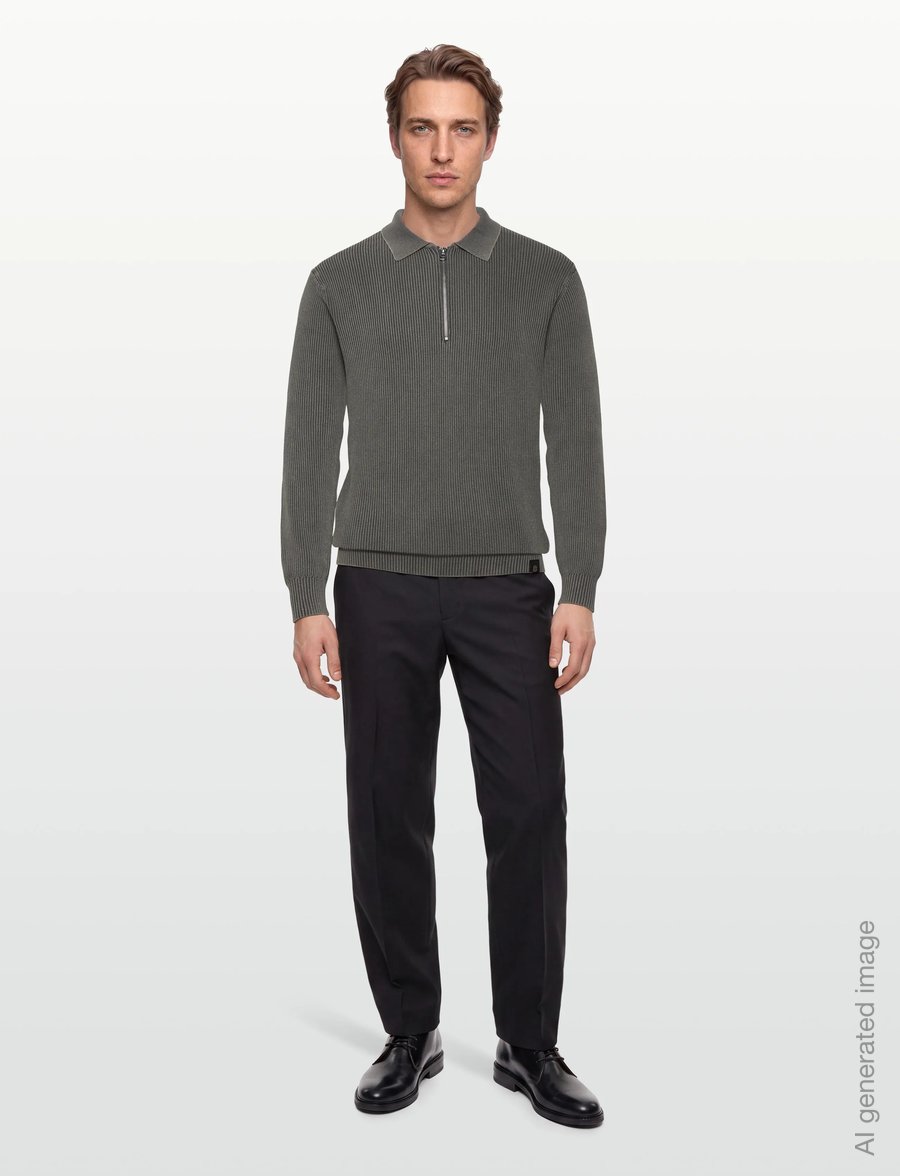 Mos Mosh Gallery - MMGRoyce Zip Polo Knit - poloer i strik med lange ærmer - light grey - 0