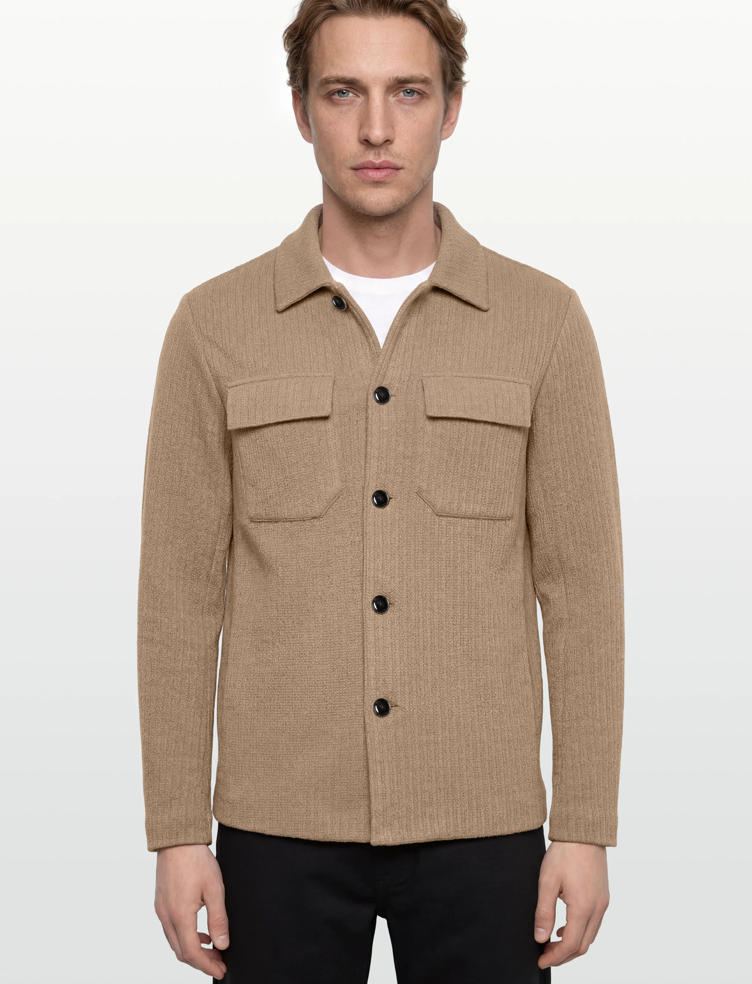 Mos Mosh Gallery - MMGAustin Knit Overshirt - prekės kiekvienai progai - dune - 3