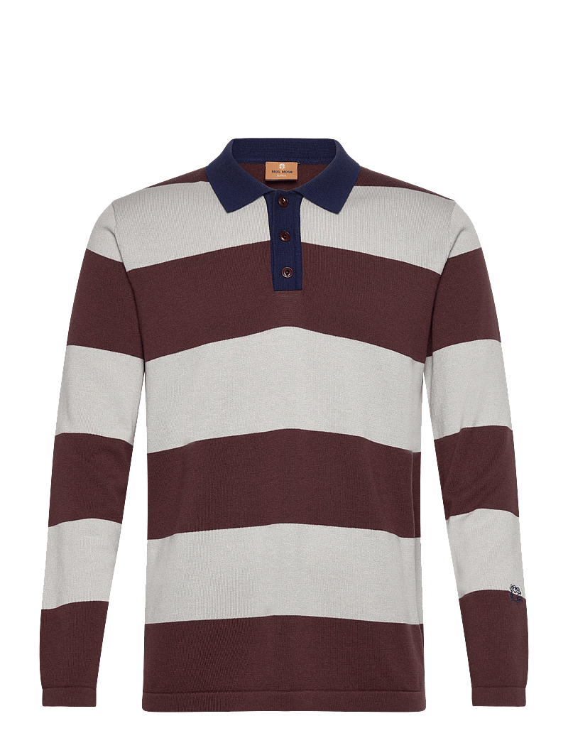 Mos Mosh Gallery - MMGRoyal Preppy LS Polo Knit - langærmede poloer - bitter chocolate - 0