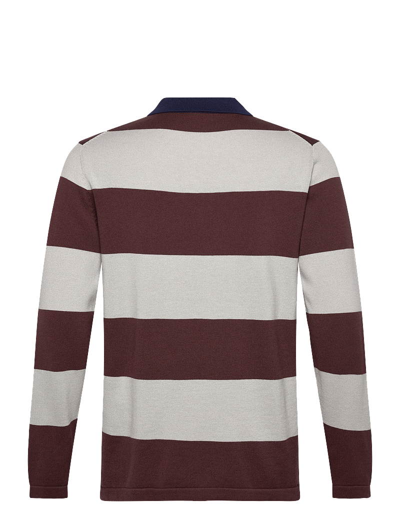 Mos Mosh Gallery - MMGRoyal Preppy LS Polo Knit - langærmede poloer - bitter chocolate - 1