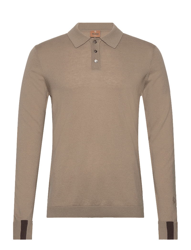Mos Mosh Gallery - MMGAdam Soft LS Polo Knit - long-sleeved knitted polos - aluminum - 0