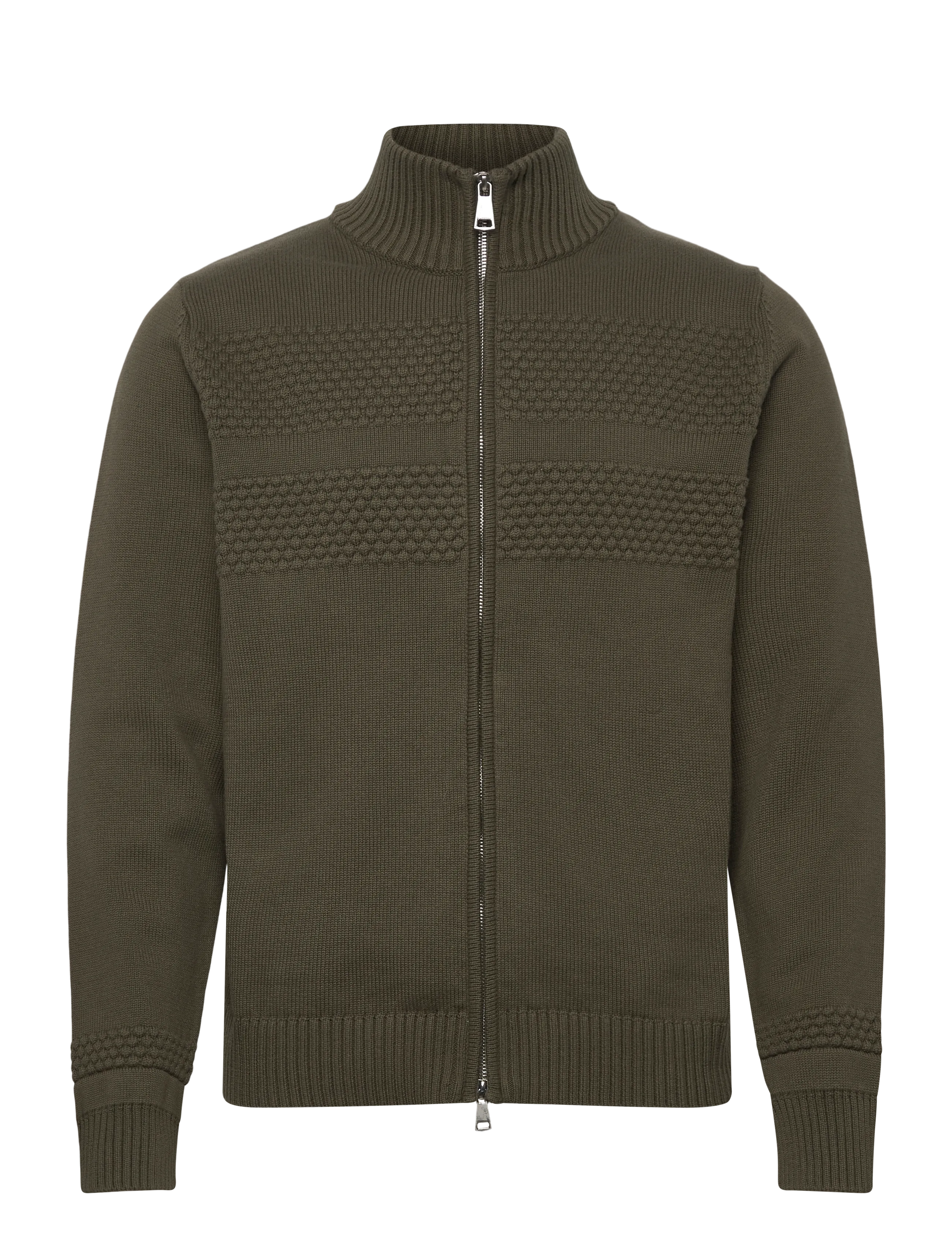 Mos Mosh Gallery MMGAlonso Zip Cardigan - Strik - GRAPE LEAF / khaki/green