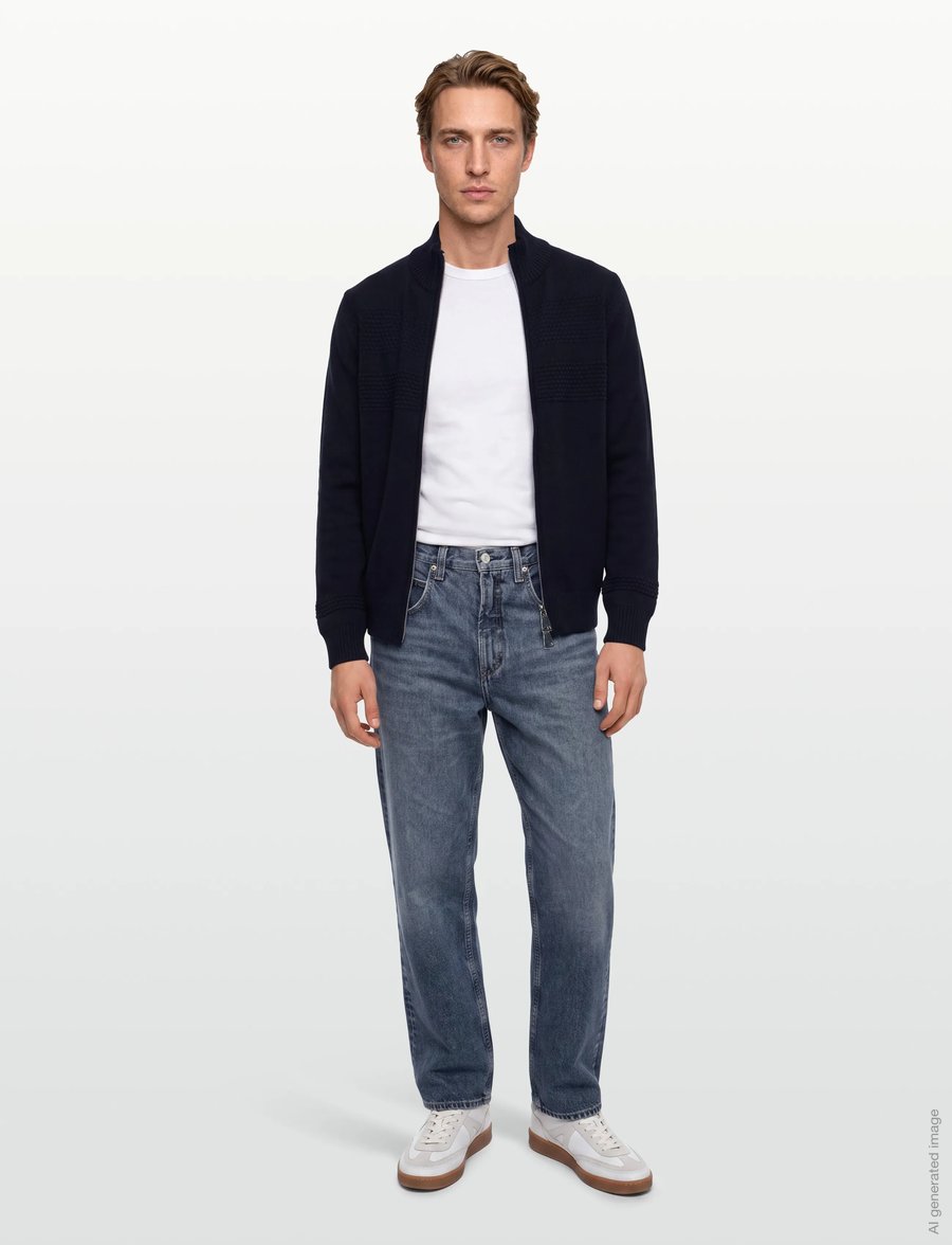Mos Mosh Gallery - MMGAlonso Zip Cardigan - strickjacken - navy - 0