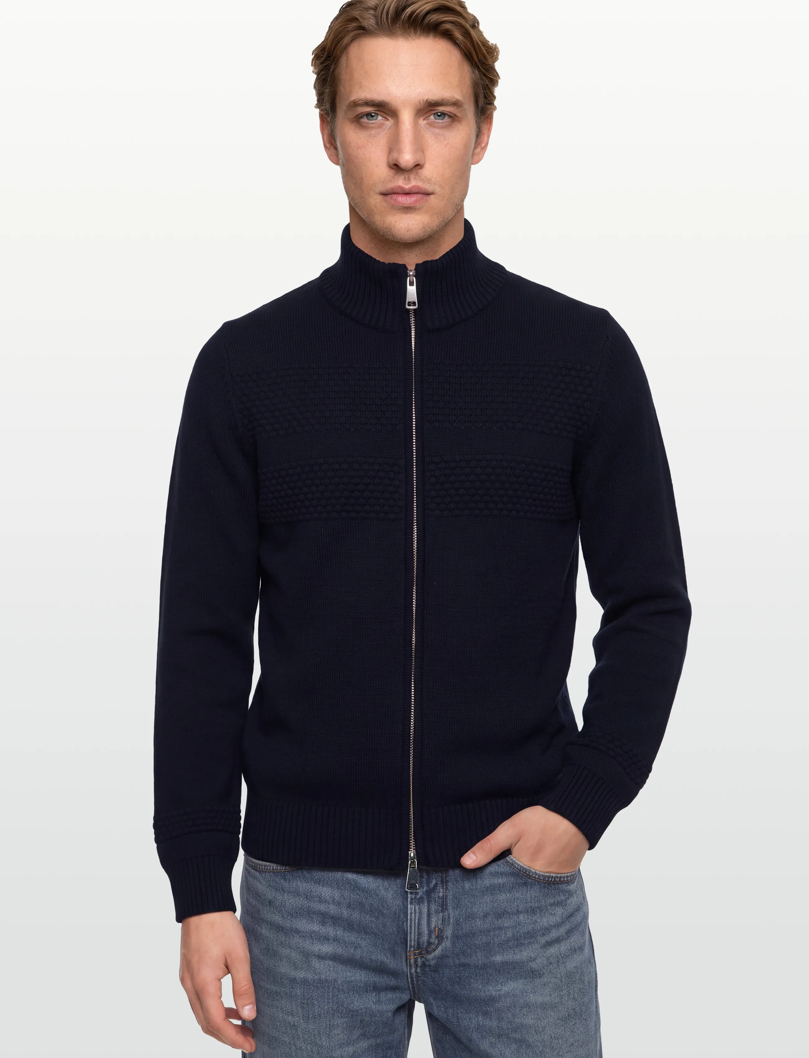 Mos Mosh Gallery - MMGAlonso Zip Cardigan - cardigans - navy - 3