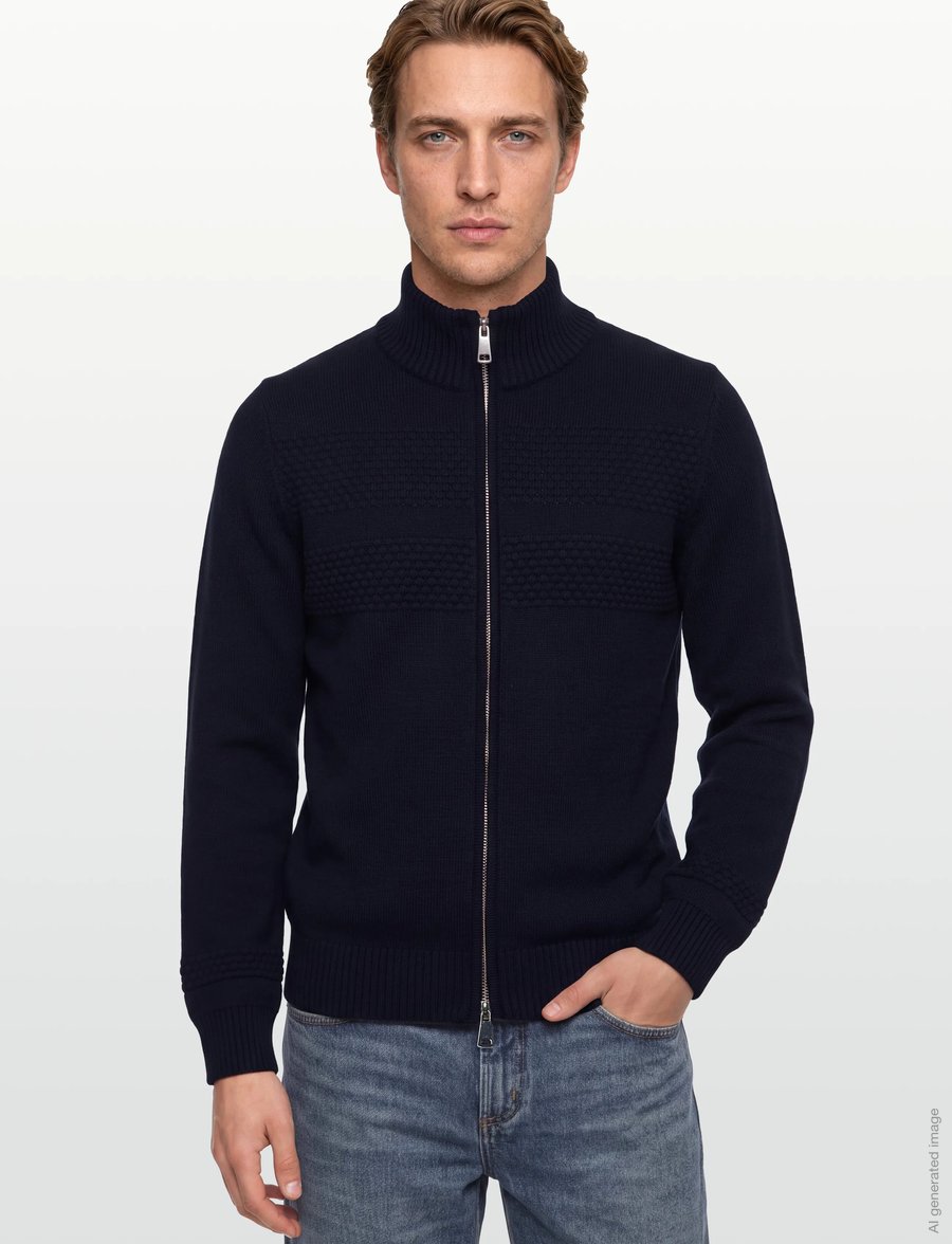 Mos Mosh Gallery - MMGAlonso Zip Cardigan - strickjacken - navy - 3