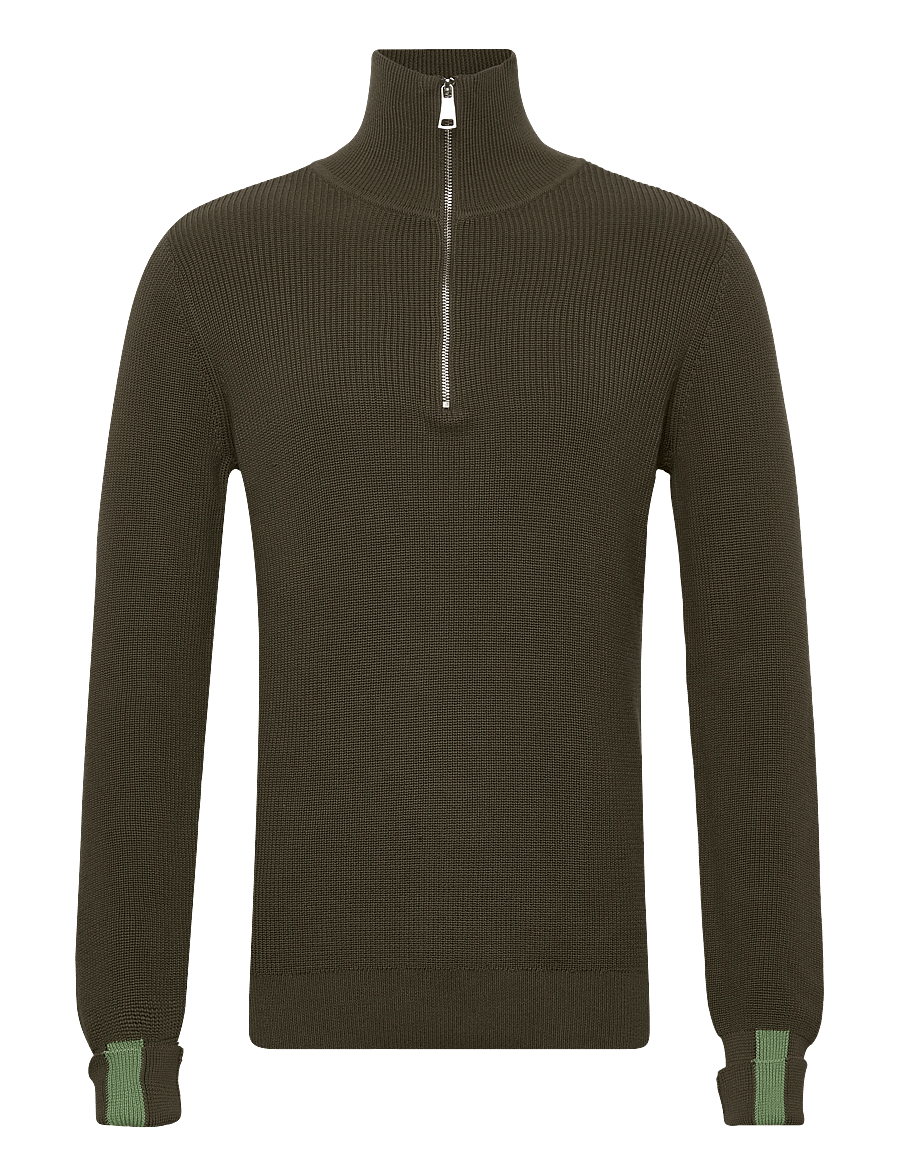 Mos Mosh Gallery - MMGPorter Quarter-Zip Knit - half zip jumpers - grape leaf - 1