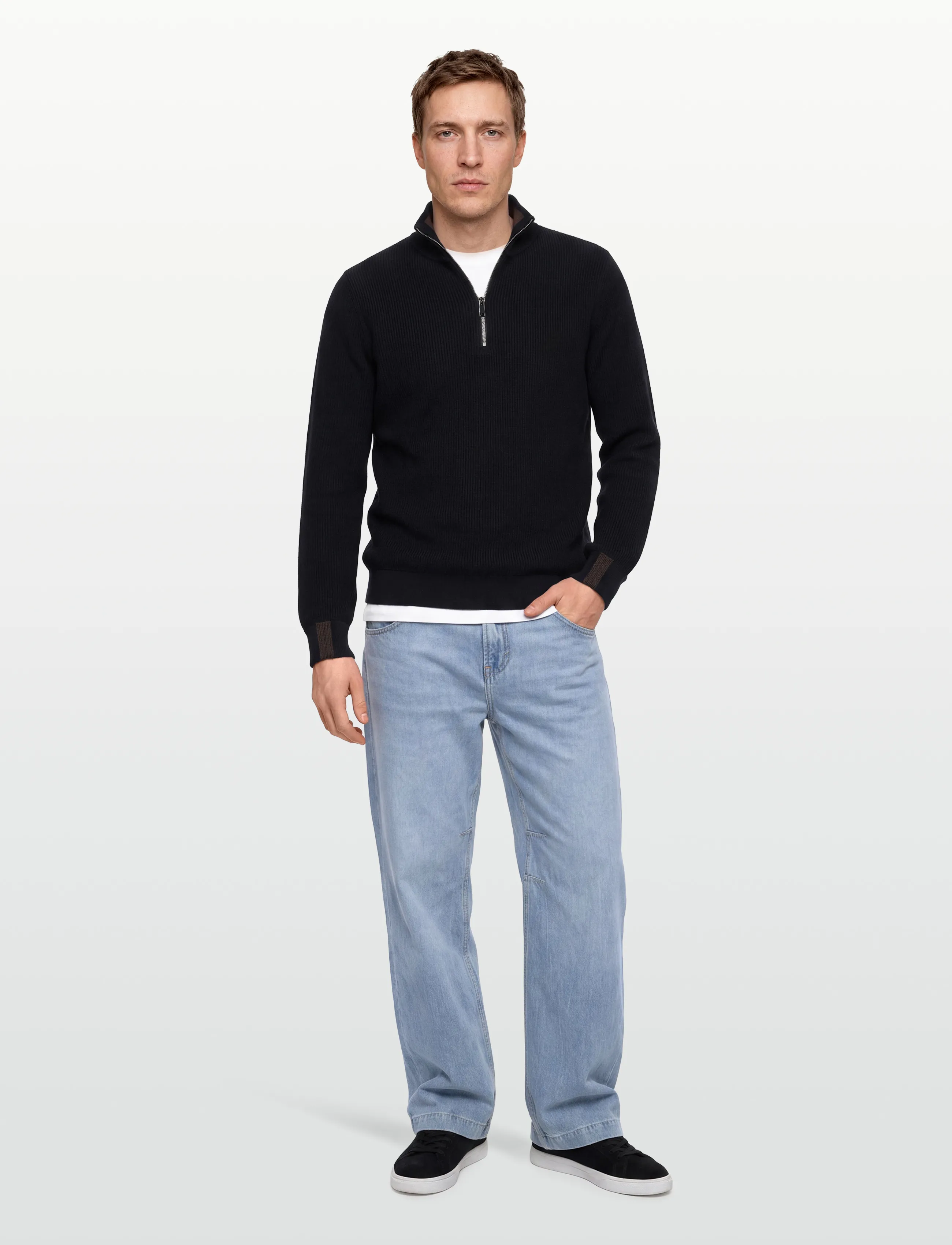 Mos Mosh Gallery MMGPorter Quarter-Zip Knit - Nach Stil kaufen - NAVY / navy