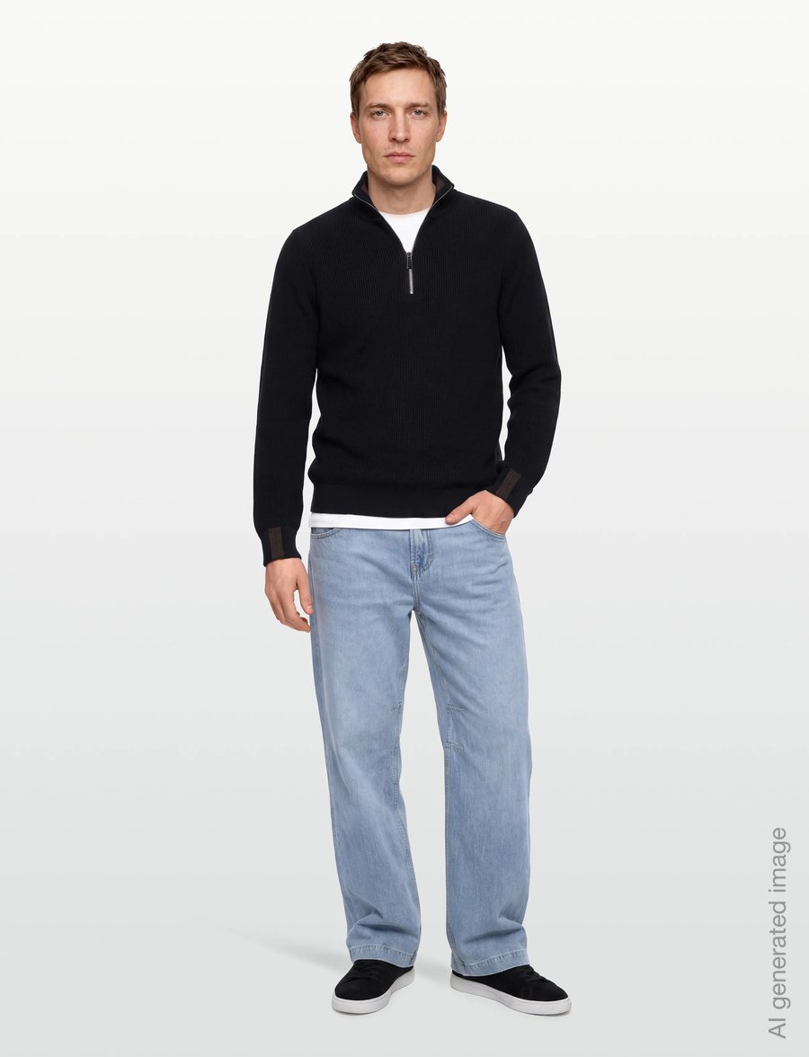 Mos Mosh Gallery - MMGPorter Quarter-Zip Knit - pullover mit halbem reißverschluss - navy - 0