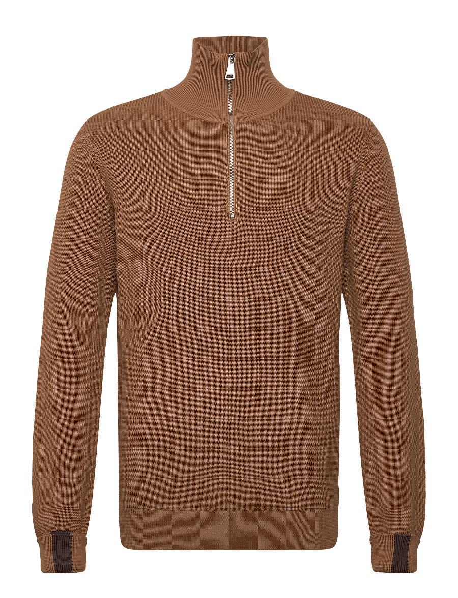 Mos Mosh Gallery - MMGPorter Quarter-Zip Knit - hálfrenndar peysur - toasted coconut - 1