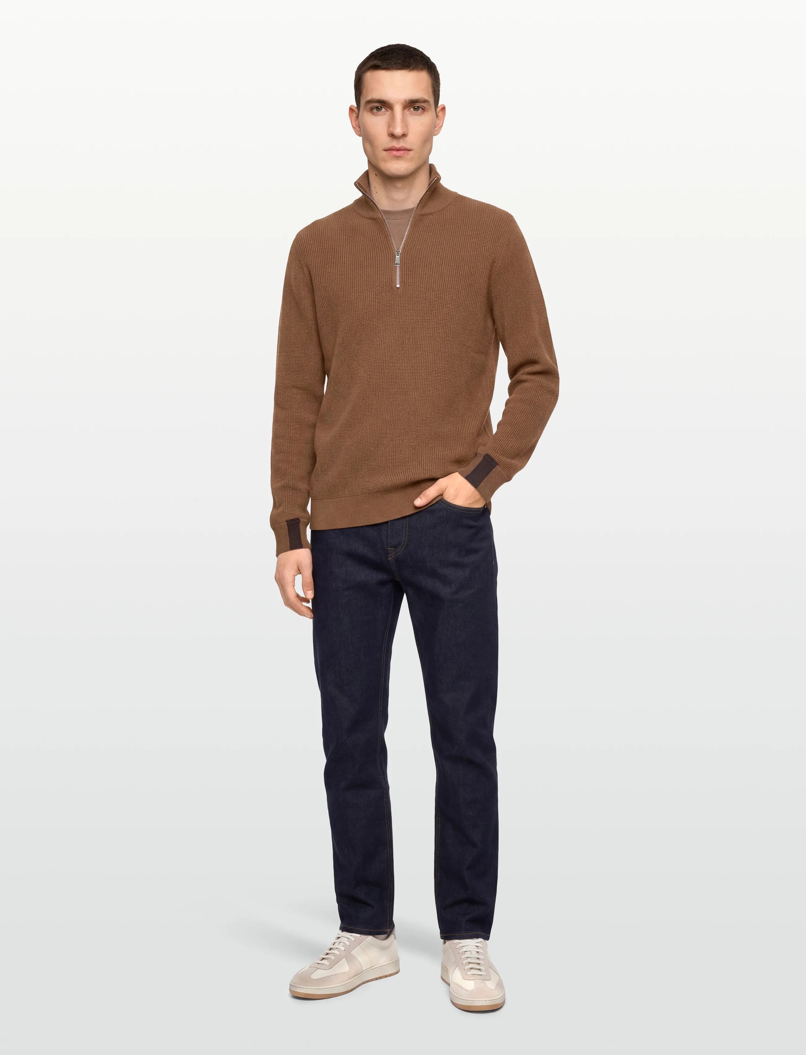 Mos Mosh Gallery - MMGPorter Quarter-Zip Knit - mænd - toasted coconut - 0