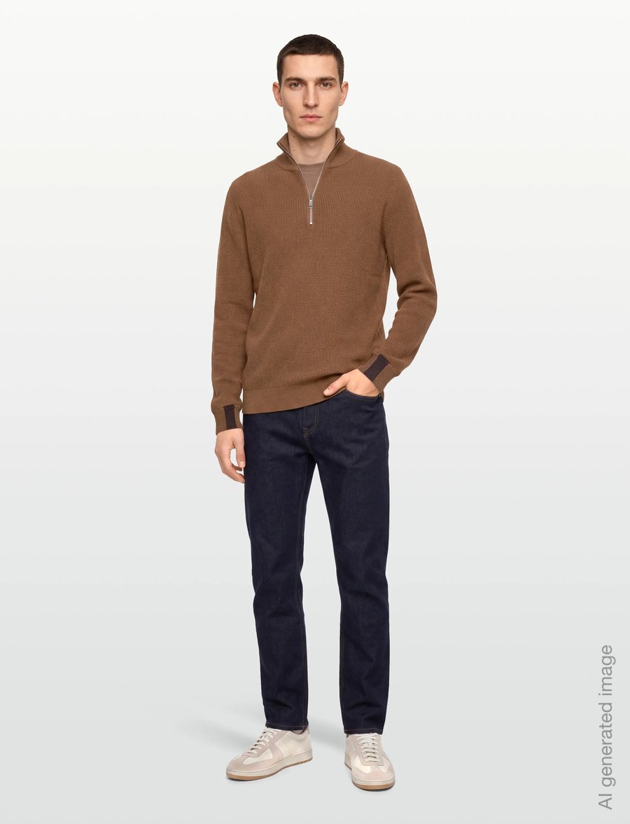 Mos Mosh Gallery - MMGPorter Quarter-Zip Knit - hálfrenndar peysur - toasted coconut - 0