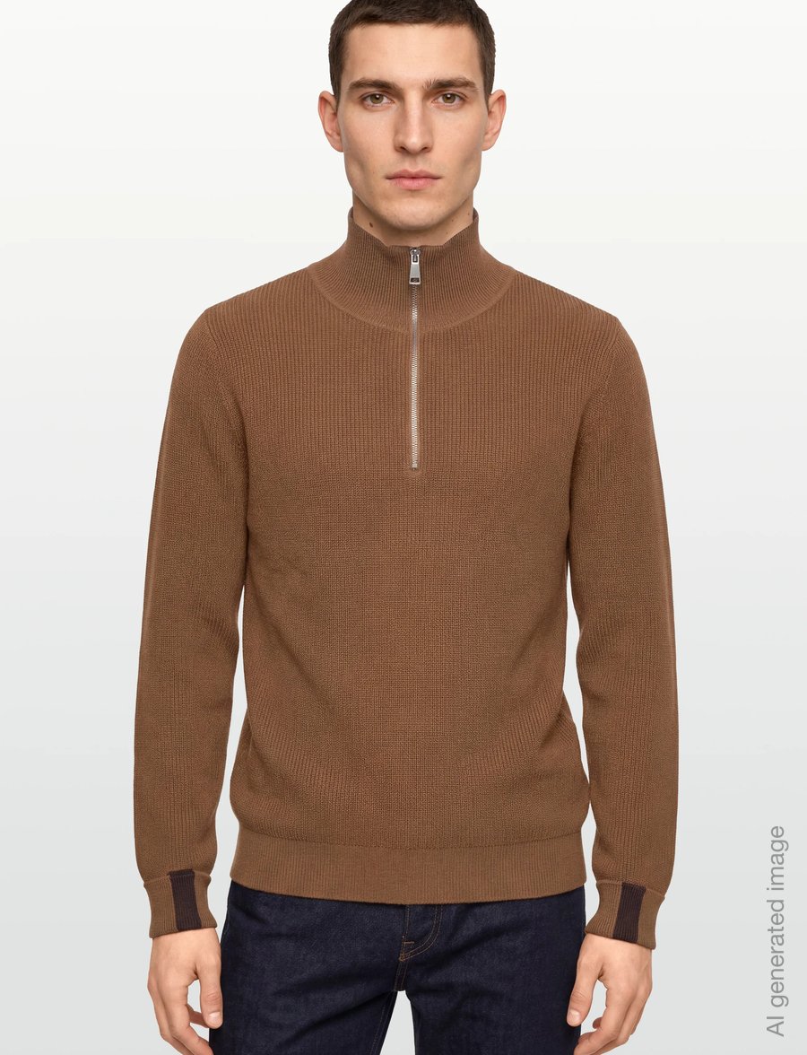 Mos Mosh Gallery - MMGPorter Quarter-Zip Knit - hálfrenndar peysur - toasted coconut - 3