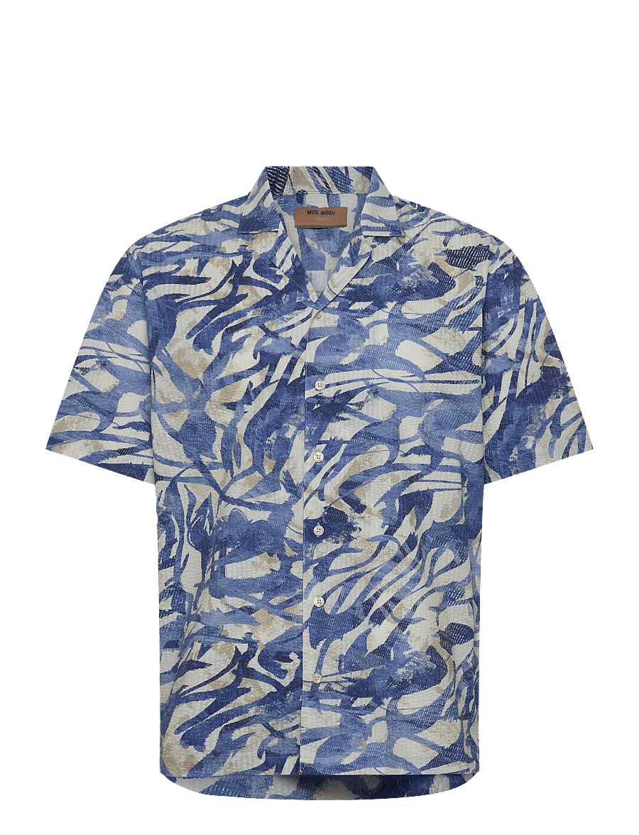 Mos Mosh Gallery - MMGJoel Common Seer SS Shirt - lühikeste varrukatega särgid - estate blue - 1