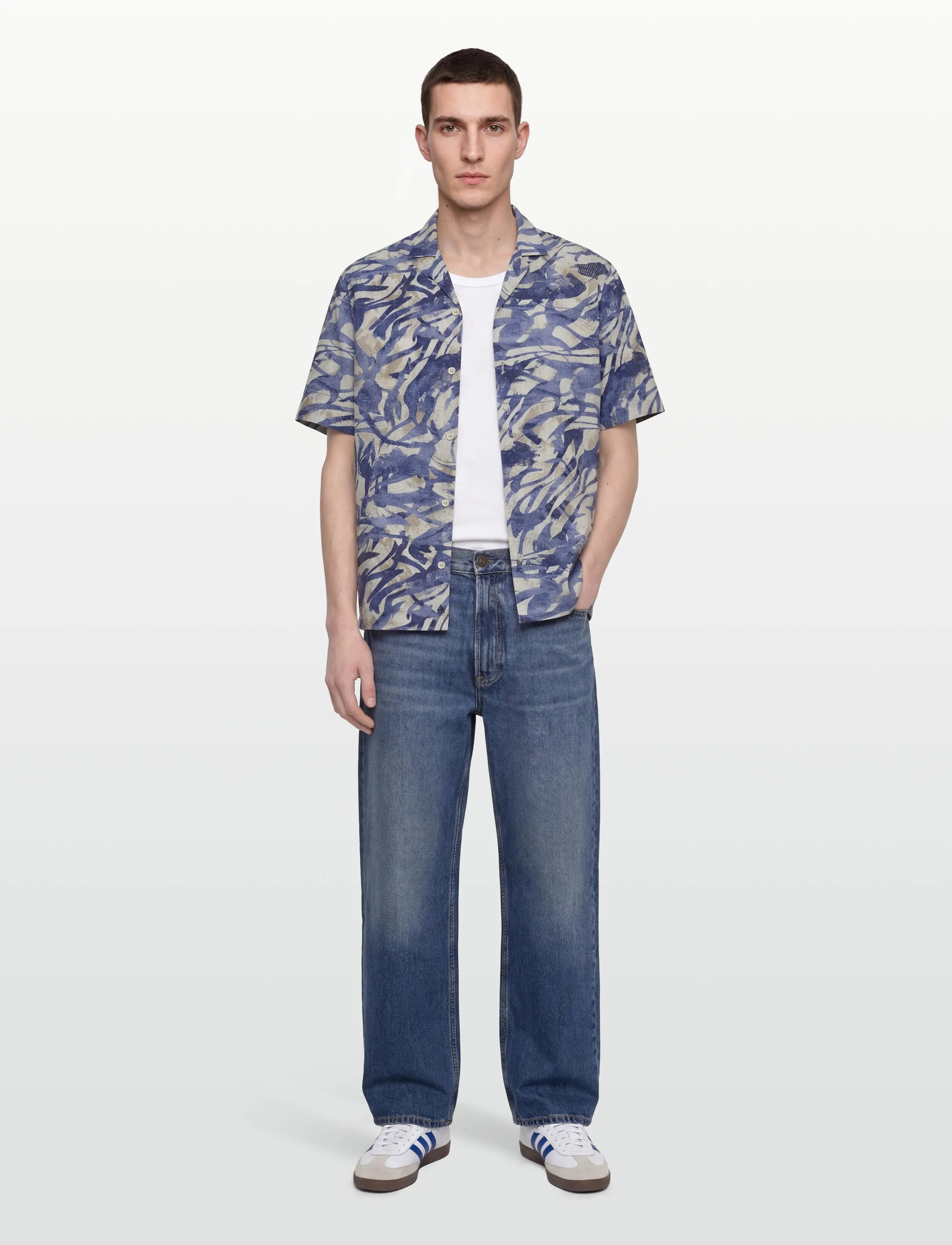 Mos Mosh Gallery MMGJoel Common Seer SS Shirt - Tänased superpakkumused - ESTATE BLUE / white