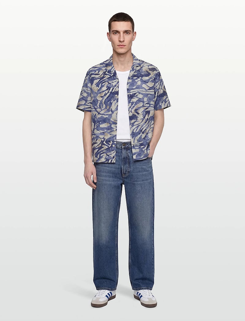 Mos Mosh Gallery - MMGJoel Common Seer SS Shirt - kortærmede skjorter - estate blue - 0