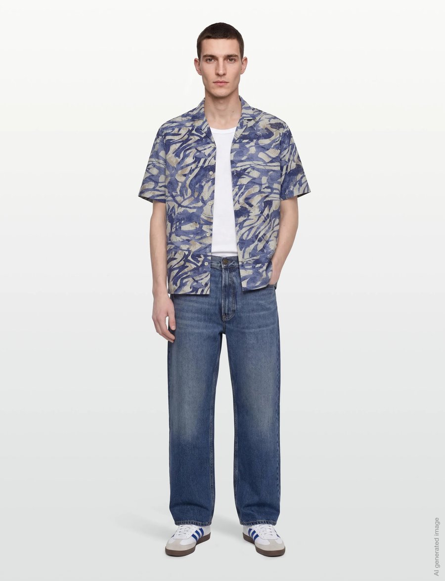 Mos Mosh Gallery - MMGJoel Common Seer SS Shirt - lühikeste varrukatega särgid - estate blue - 0