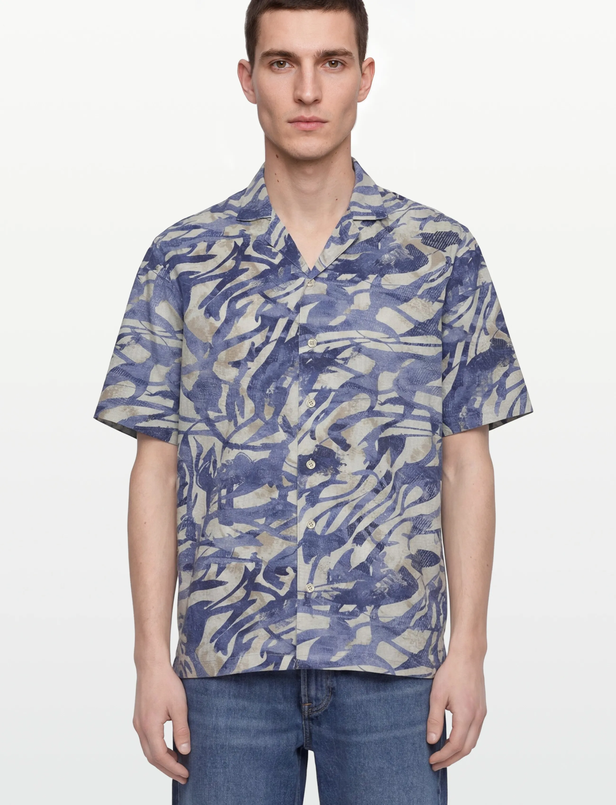 Mos Mosh Gallery - MMGJoel Common Seer SS Shirt - lühikeste varrukatega särgid - estate blue - 3