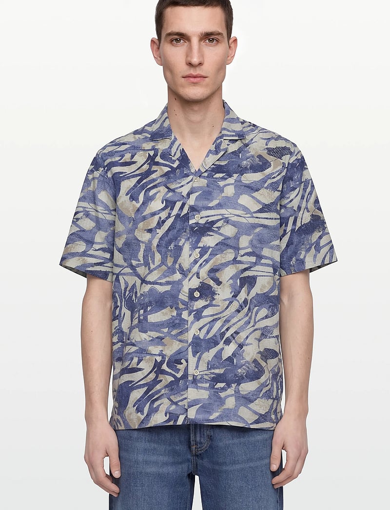 Mos Mosh Gallery - MMGJoel Common Seer SS Shirt - kortærmede skjorter - estate blue - 3