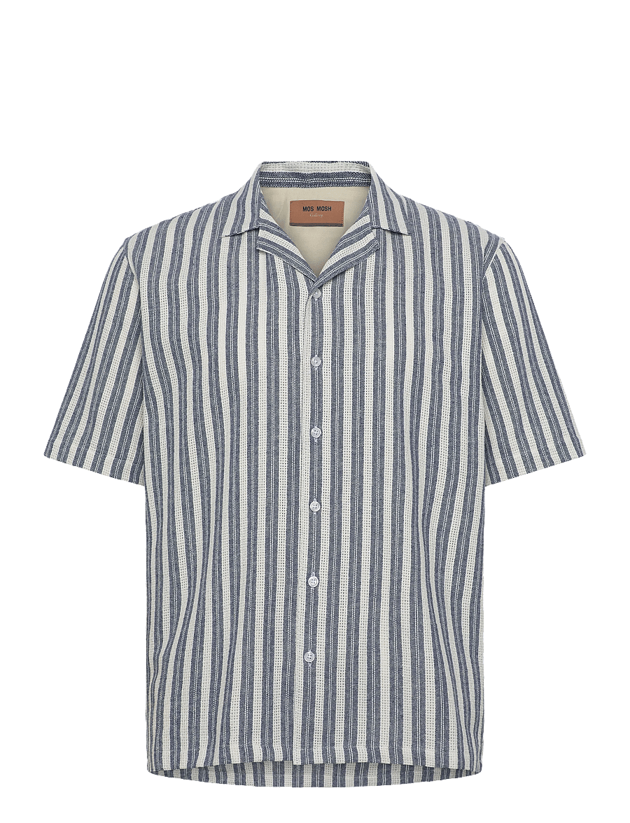 Mos Mosh Gallery - MMGJoe Basso Stripe SS Shirt - triibulised särgid - salute navy - 1
