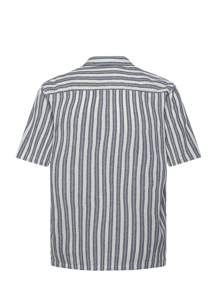 Mos Mosh Gallery - MMGJoe Basso Stripe SS Shirt - triibulised särgid - salute navy - 2