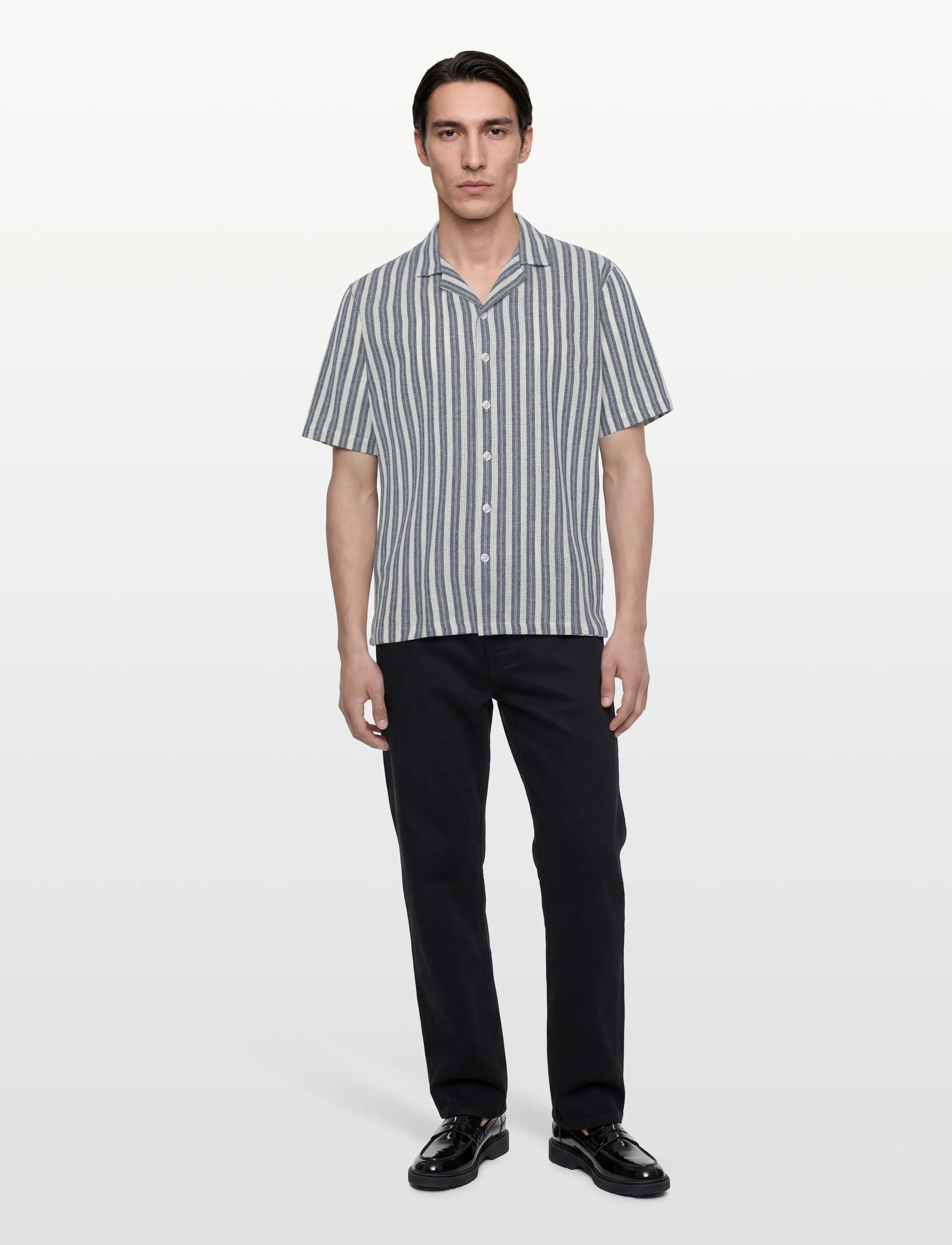 Mos Mosh Gallery MMGJoe Basso Stripe SS Shirt - Dryžuoti marškiniai - SALUTE NAVY / navy