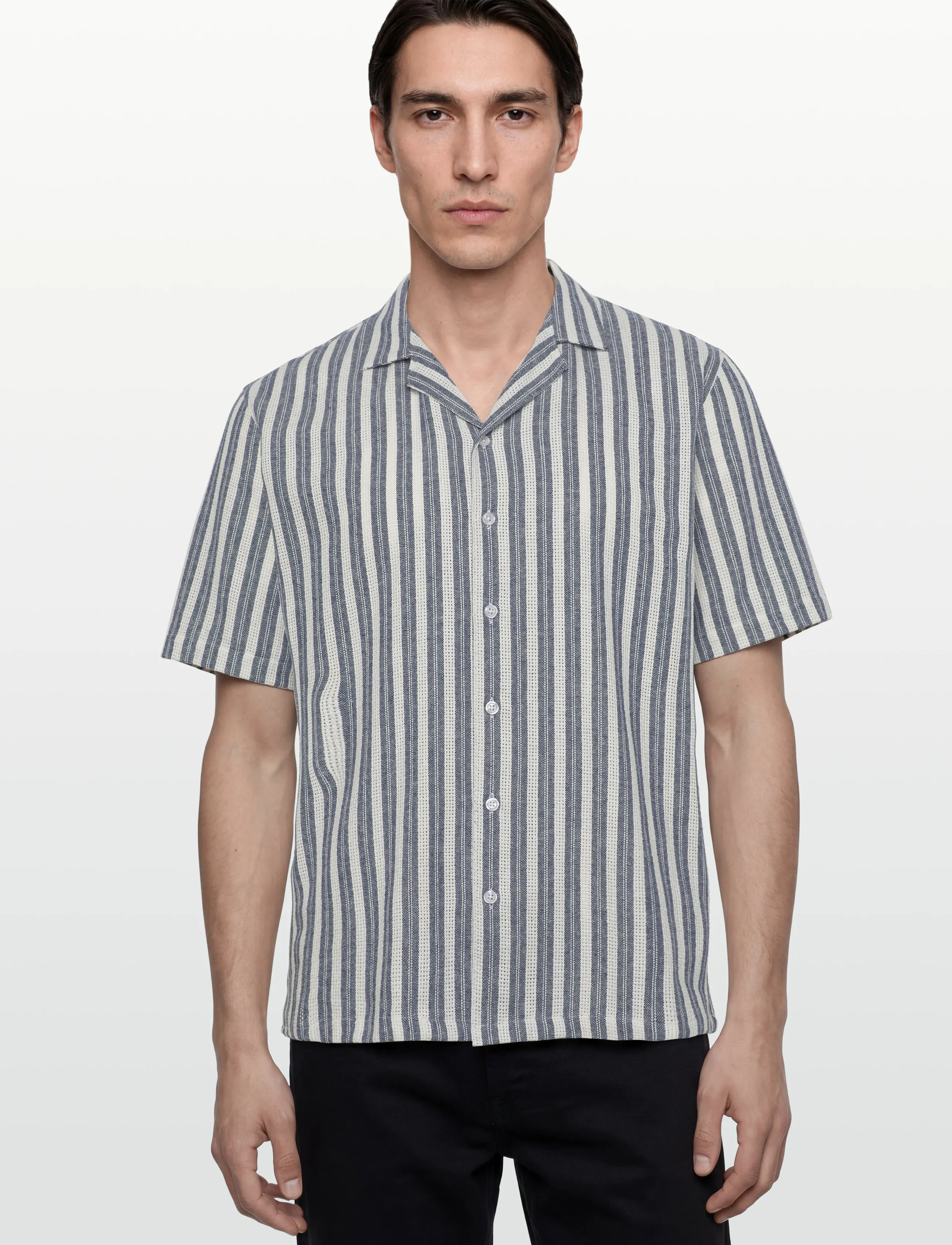 Mos Mosh Gallery - MMGJoe Basso Stripe SS Shirt - stribede skjorter - salute navy - 3