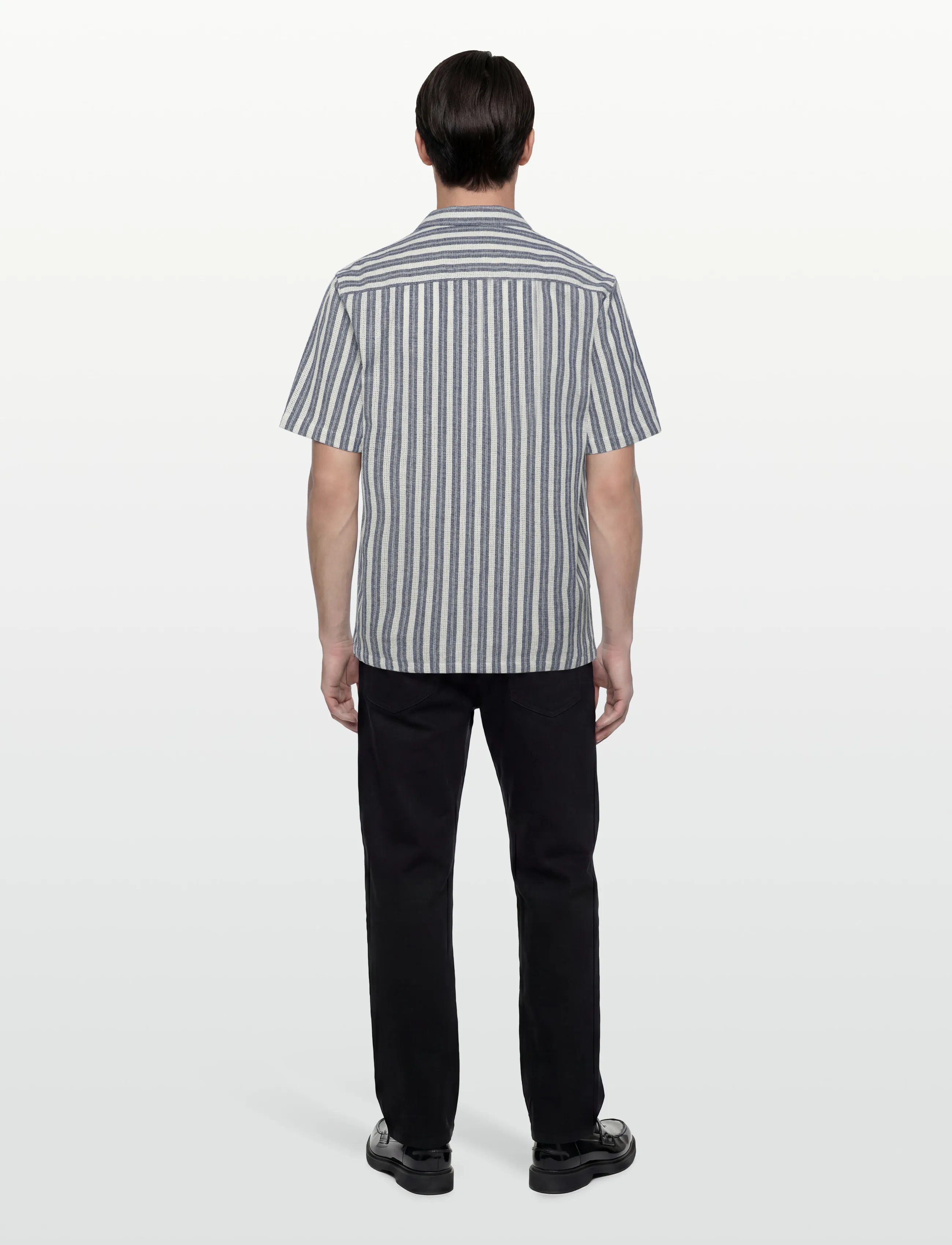 Mos Mosh Gallery - MMGJoe Basso Stripe SS Shirt - stribede skjorter - salute navy - 4