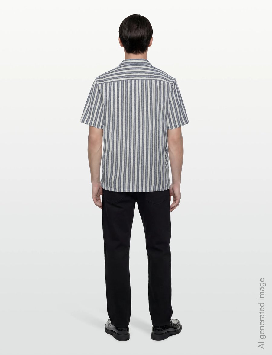 Mos Mosh Gallery - MMGJoe Basso Stripe SS Shirt - triibulised särgid - salute navy - 4