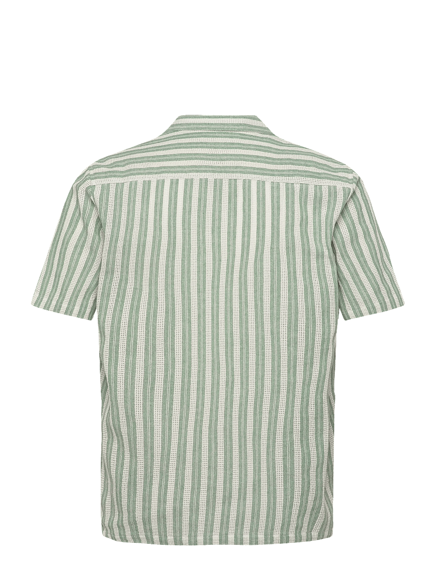 Mos Mosh Gallery - MMGJoe Basso Stripe SS Shirt - triibulised särgid - watercress - 1