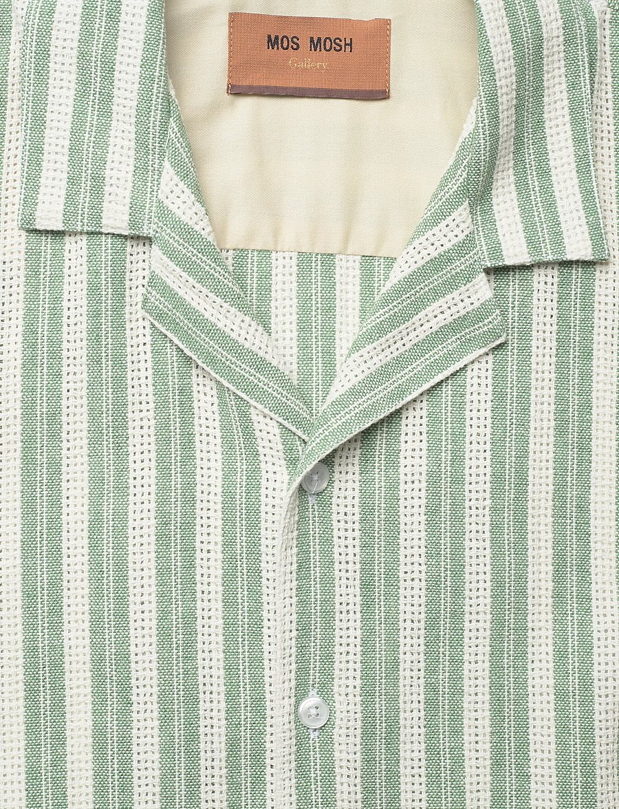Mos Mosh Gallery - MMGJoe Basso Stripe SS Shirt - triibulised särgid - watercress - 2