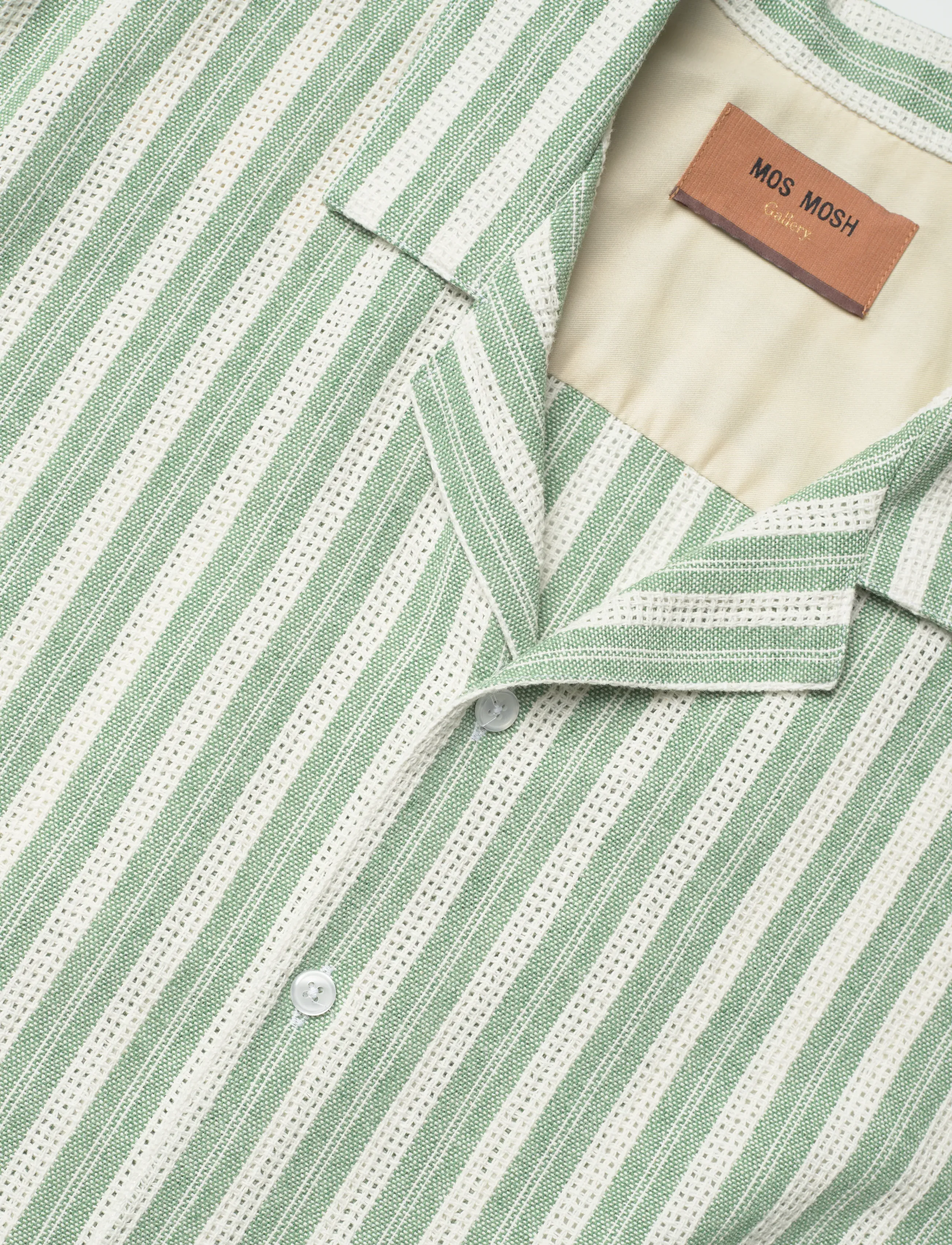 Mos Mosh Gallery - MMGJoe Basso Stripe SS Shirt - stribede skjorter - watercress - 3