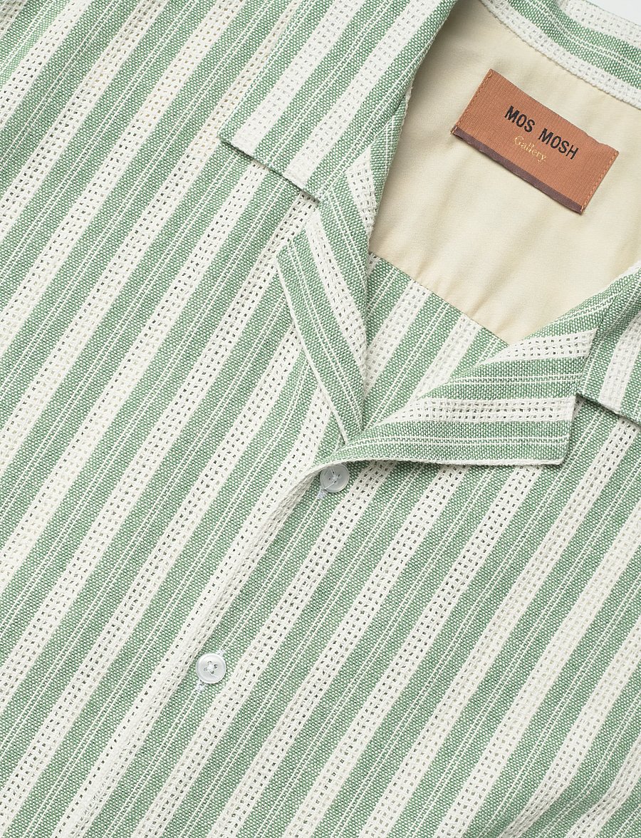 Mos Mosh Gallery - MMGJoe Basso Stripe SS Shirt - triibulised särgid - watercress - 3
