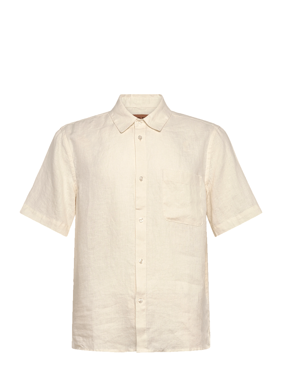 Mos Mosh Gallery - MMGTheo Linen SS Shirt - linneskjortor - ecru - 1