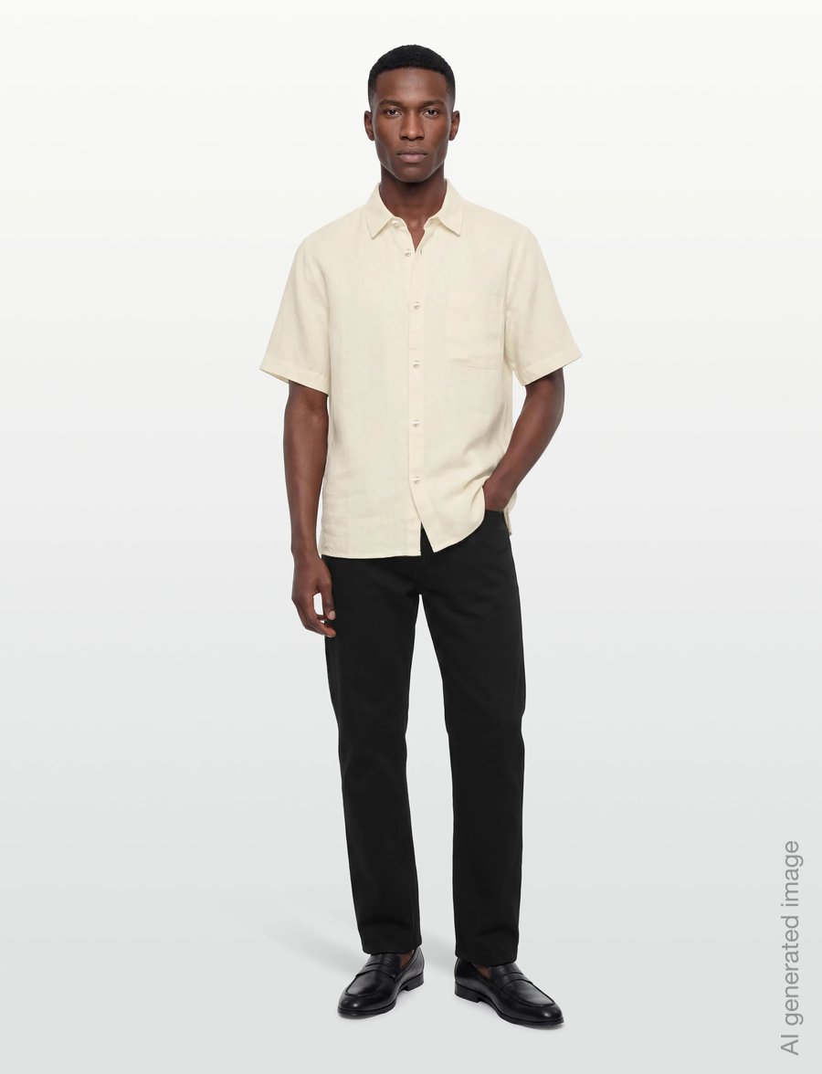 Mos Mosh Gallery - MMGTheo Linen SS Shirt - linneskjortor - ecru - 0