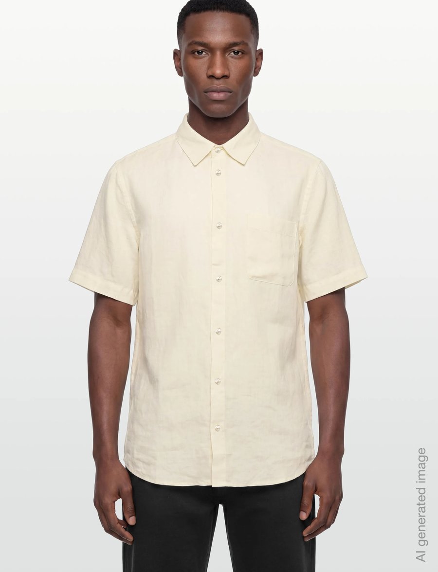 Mos Mosh Gallery - MMGTheo Linen SS Shirt - linneskjortor - ecru - 3