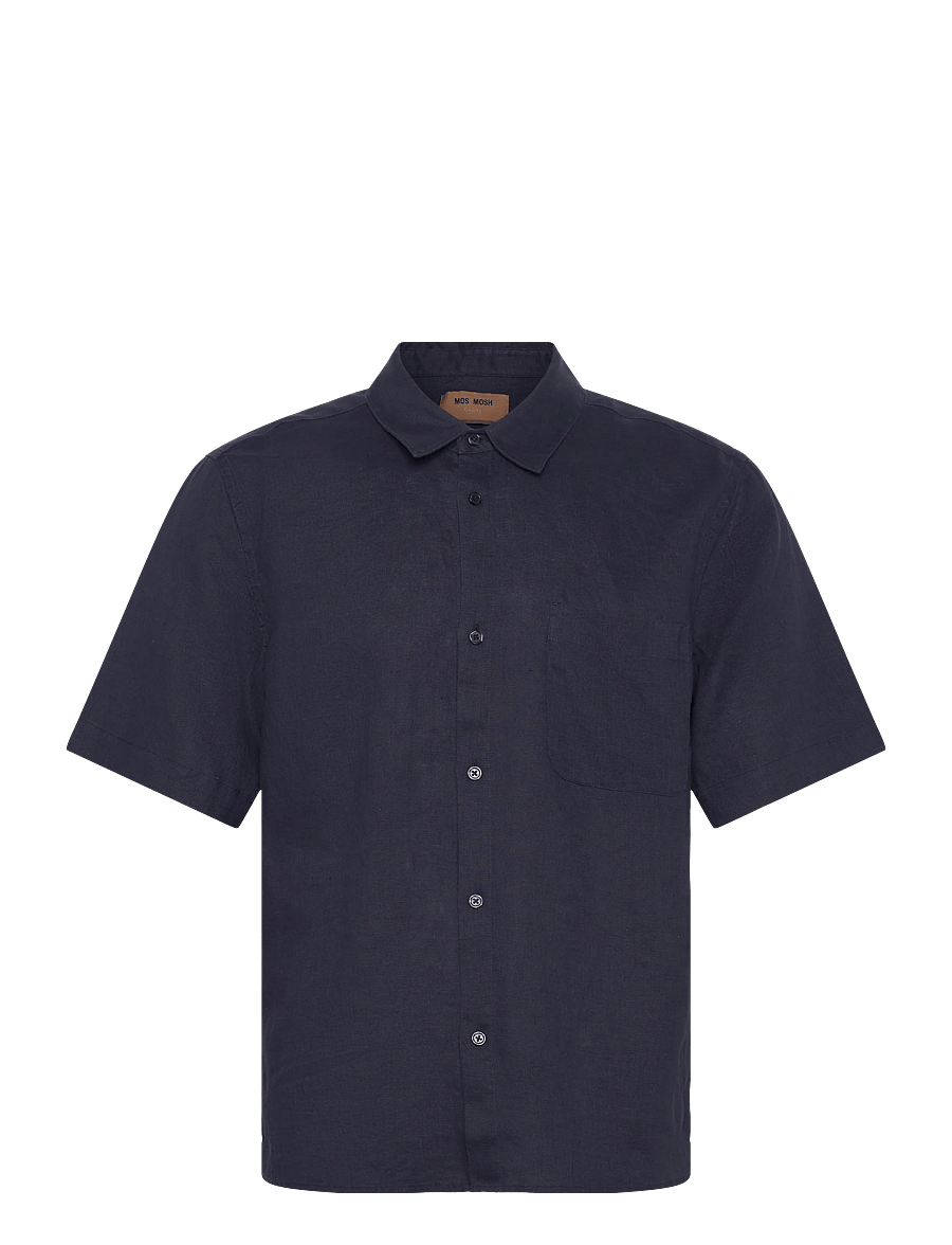 Mos Mosh Gallery - MMGTheo Linen SS Shirt - linased särgid - navy - 1