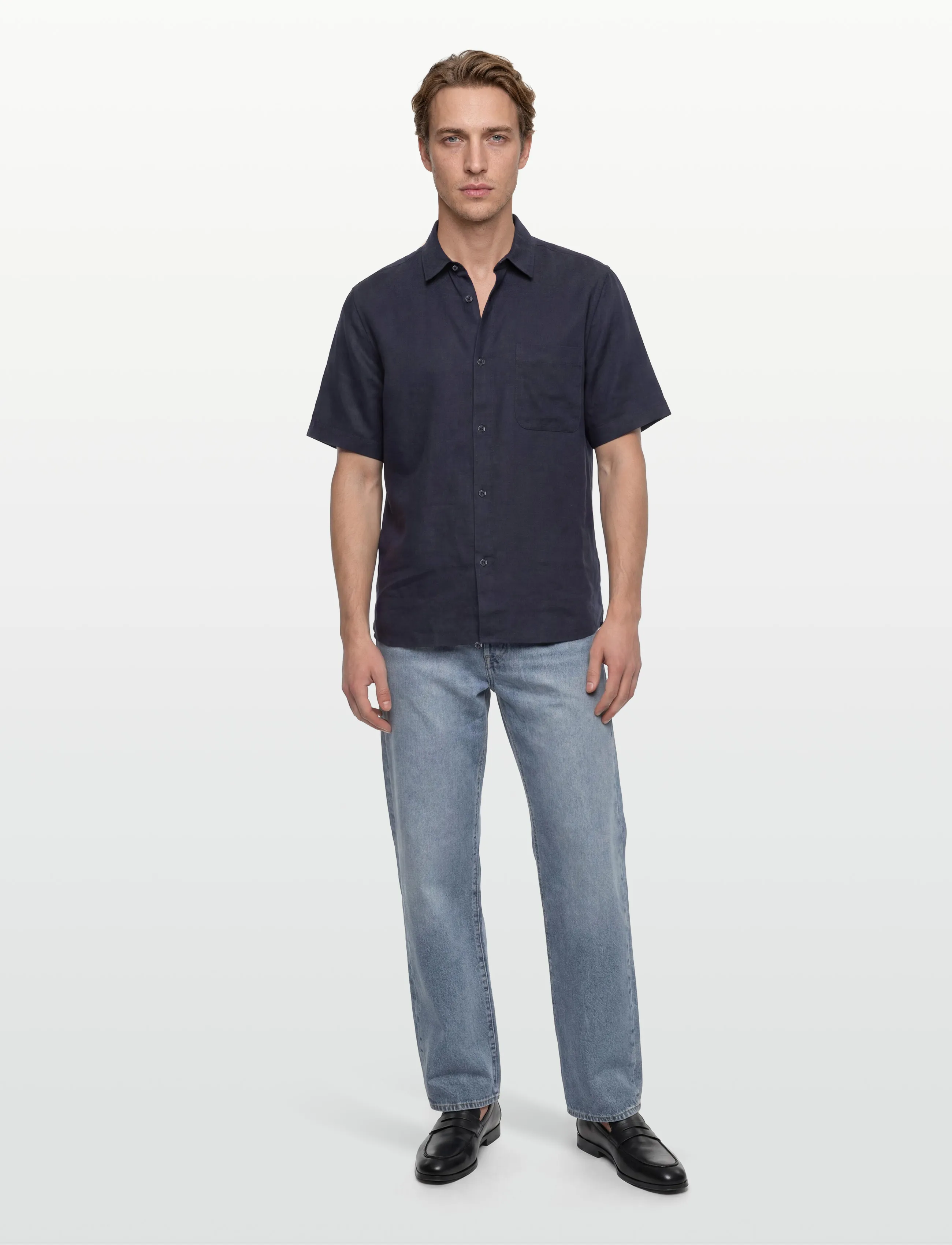 Mos Mosh Gallery MMGTheo Linen SS Shirt - Kläder - NAVY / navy