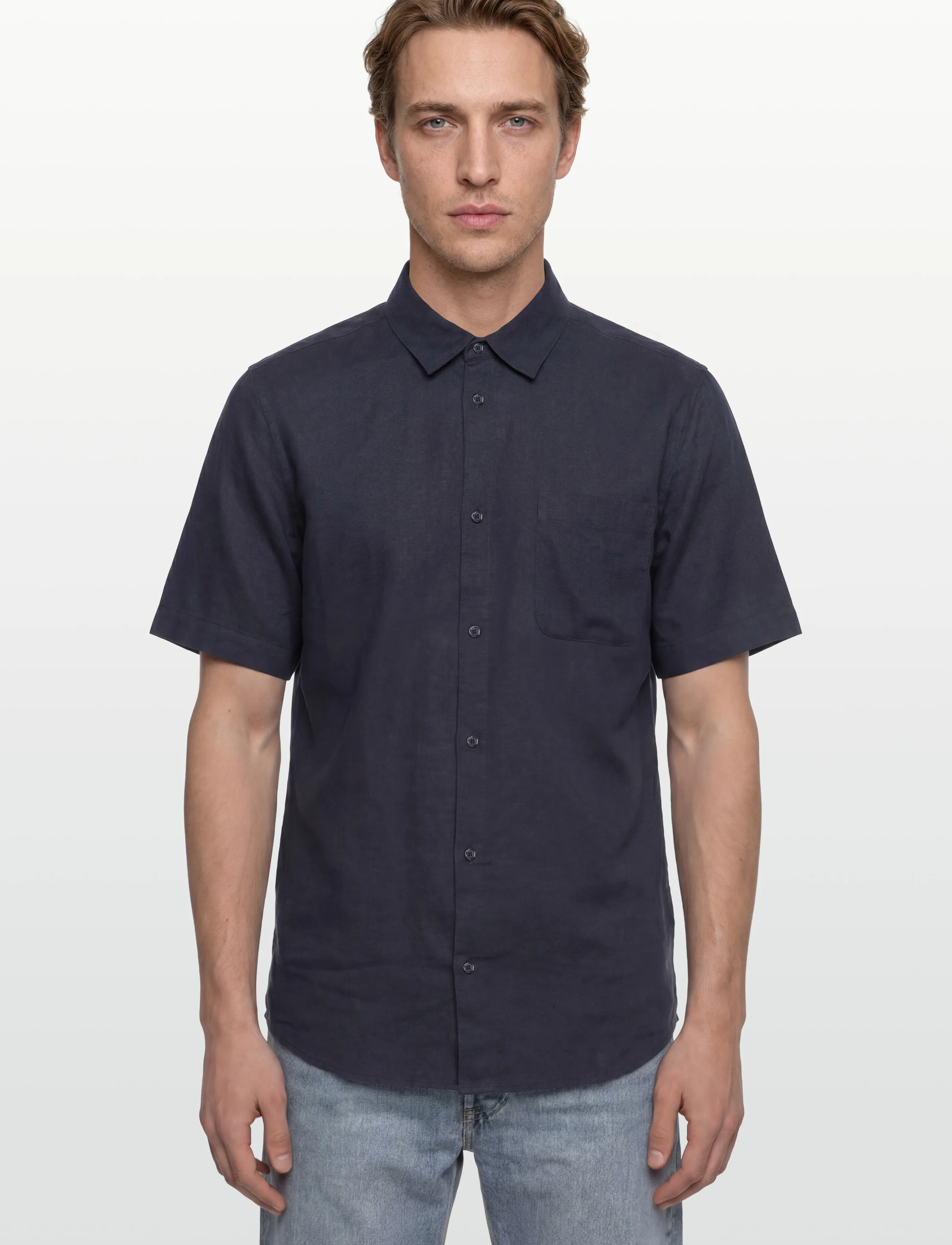 Mos Mosh Gallery - MMGTheo Linen SS Shirt - leinenhemden - navy - 3