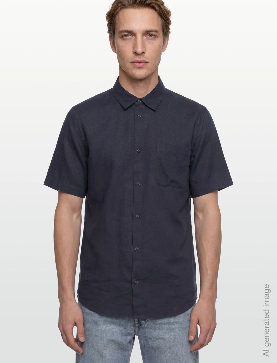 Mos Mosh Gallery - MMGTheo Linen SS Shirt - linased särgid - navy - 3