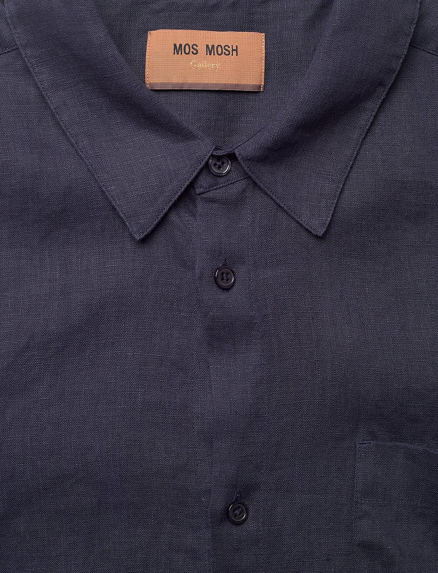 Mos Mosh Gallery - MMGTheo Linen SS Shirt - linased särgid - navy - 5