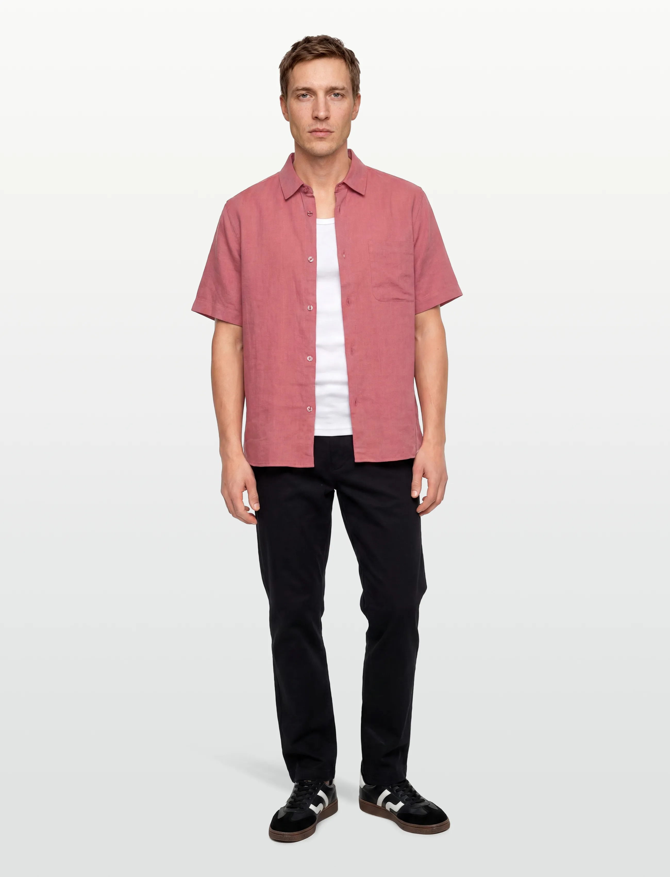Mos Mosh Gallery MMGTheo Linen SS Shirt - Hörskyrtur - ROSEDAWN / pink/rose