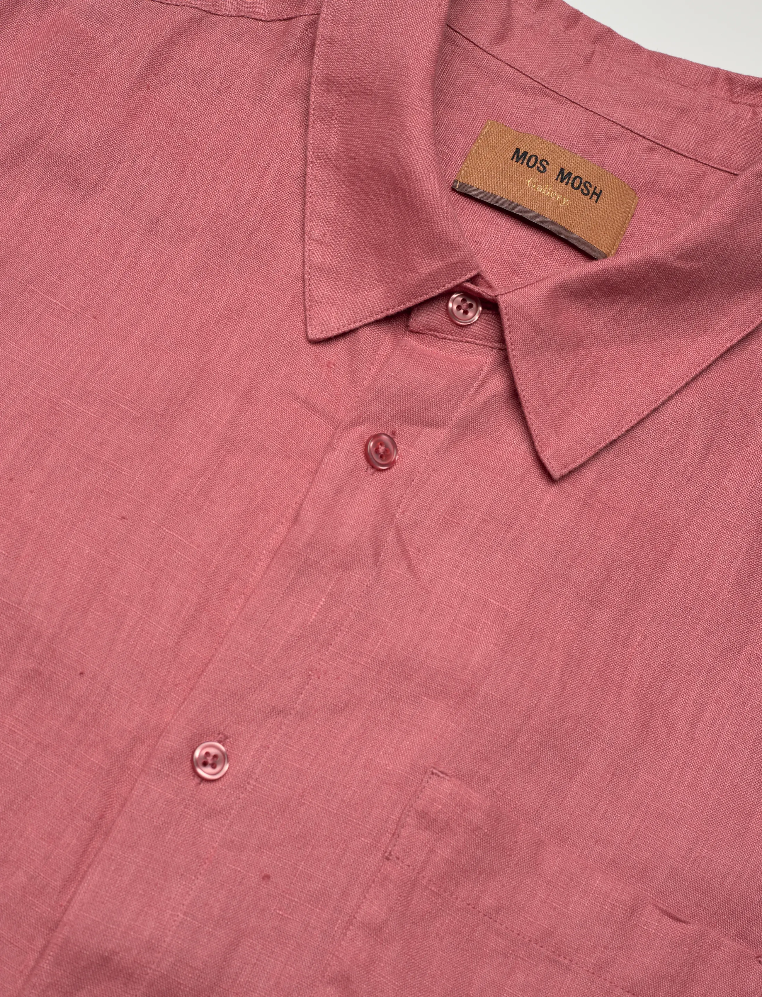 Mos Mosh Gallery - MMGTheo Linen SS Shirt - hørskjorter - rosedawn - 3