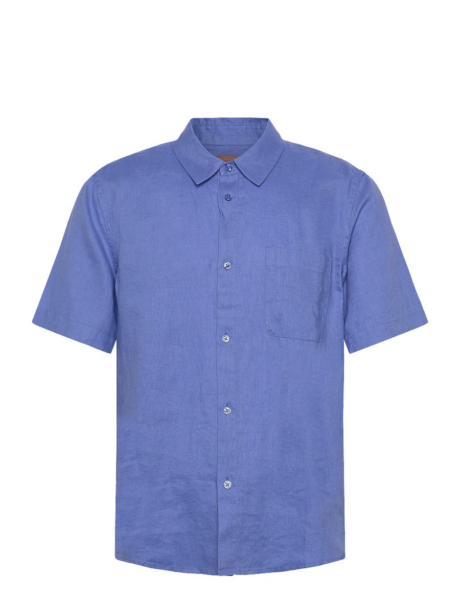 Mos Mosh Gallery - MMGTheo Linen SS Shirt - chemises de lin - silver lake blue - 0