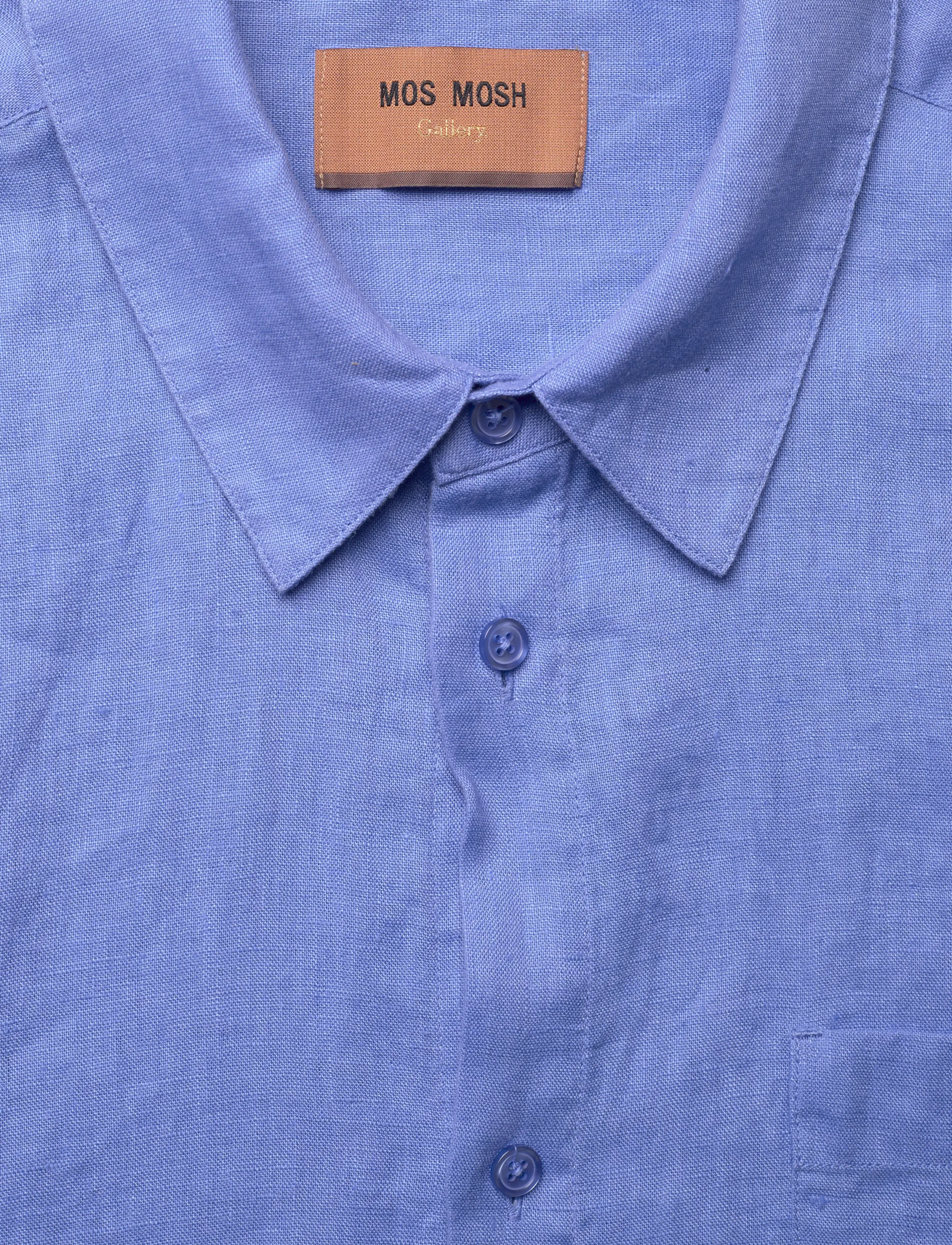 Mos Mosh Gallery - MMGTheo Linen SS Shirt - hørskjorter - silver lake blue - 2
