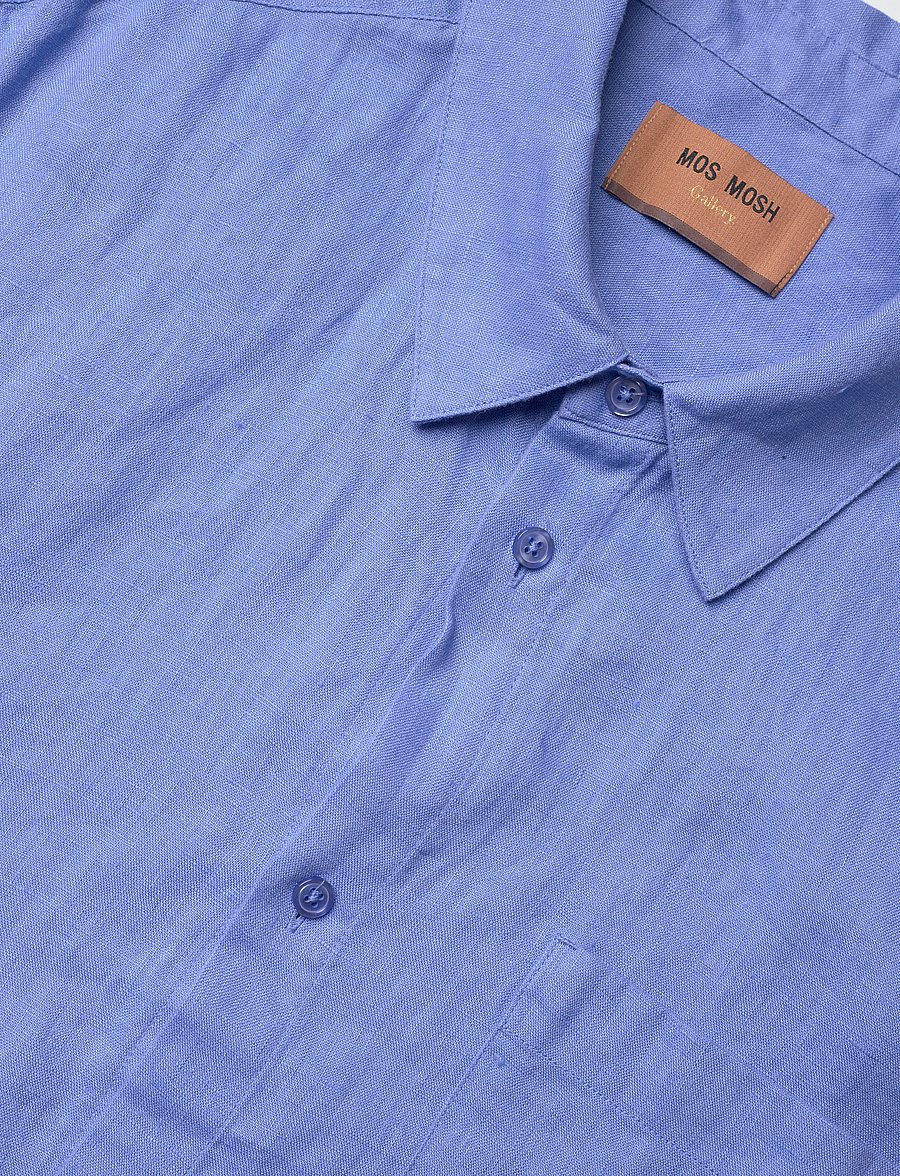 Mos Mosh Gallery - MMGTheo Linen SS Shirt - chemises de lin - silver lake blue - 3
