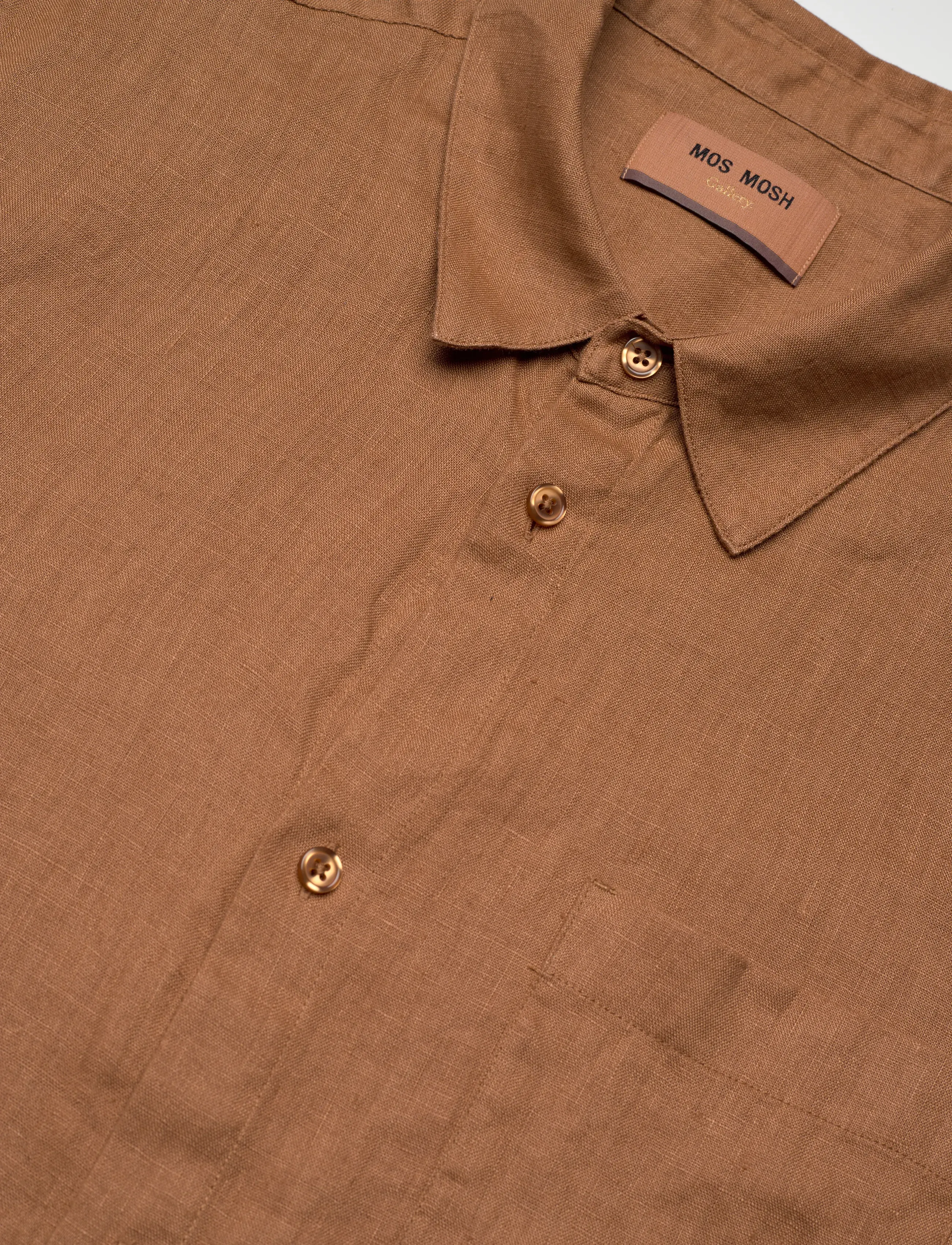 Mos Mosh Gallery - MMGTheo Linen SS Shirt - chemises de lin - toasted coconut - 3